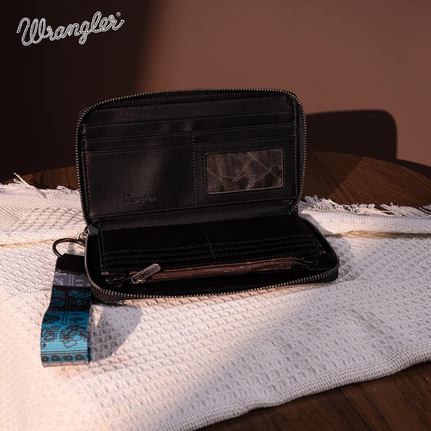 Montana West X Wrangler Wristlet Wallets for Women Designer Shimmer Western Wallets Bifold Zipper Wallet - Image 6
