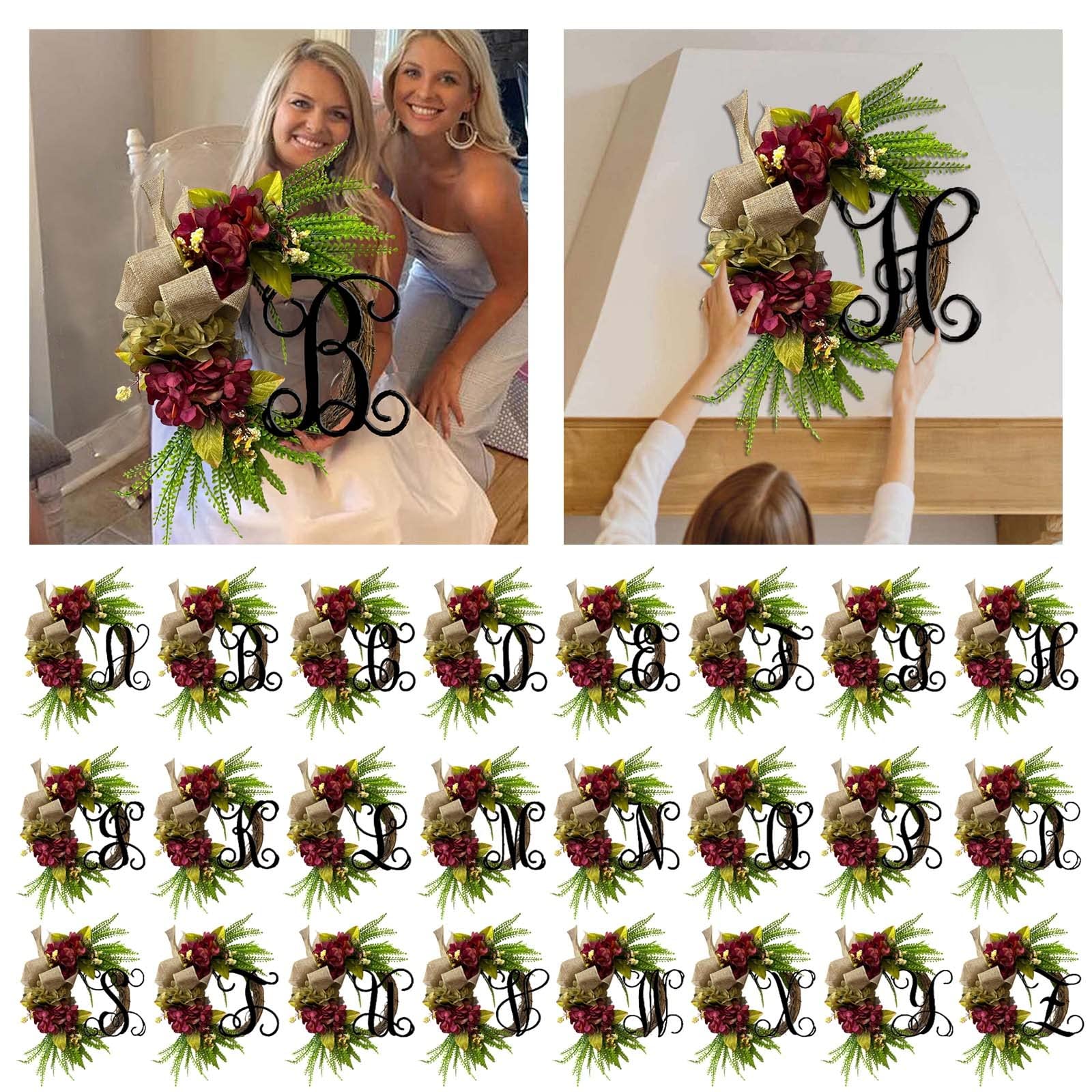 FGUUTYM Cognome unico, tutto l'anno, corona per porta di casa con fiocco, cartello di benvenuto, ghirlanda, creativo, 26 lettere, corona per porta di casa, primavera, tutte le stagioni, (J, taglia