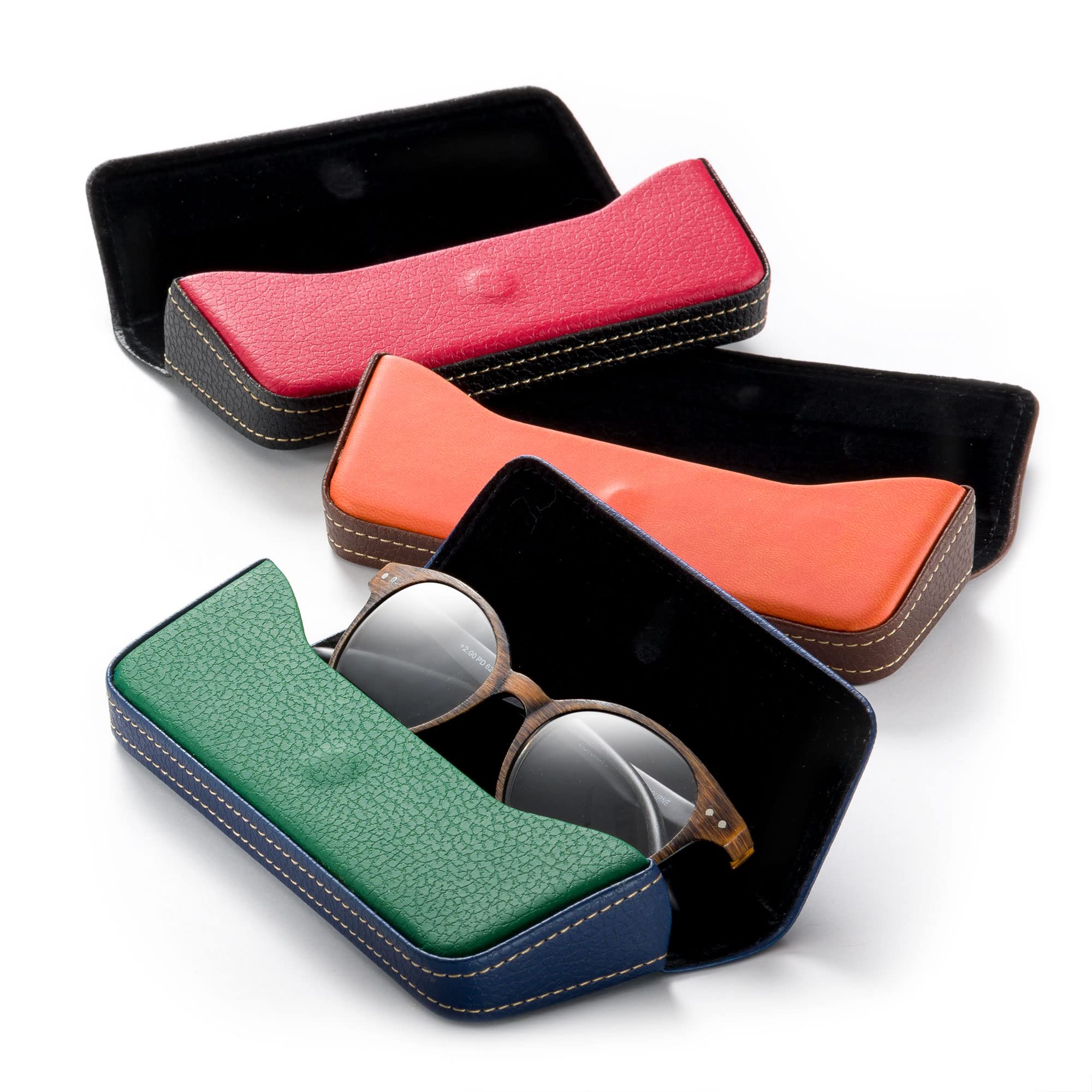 FEFI - Elegante custodia per occhiali in pelle bicolore