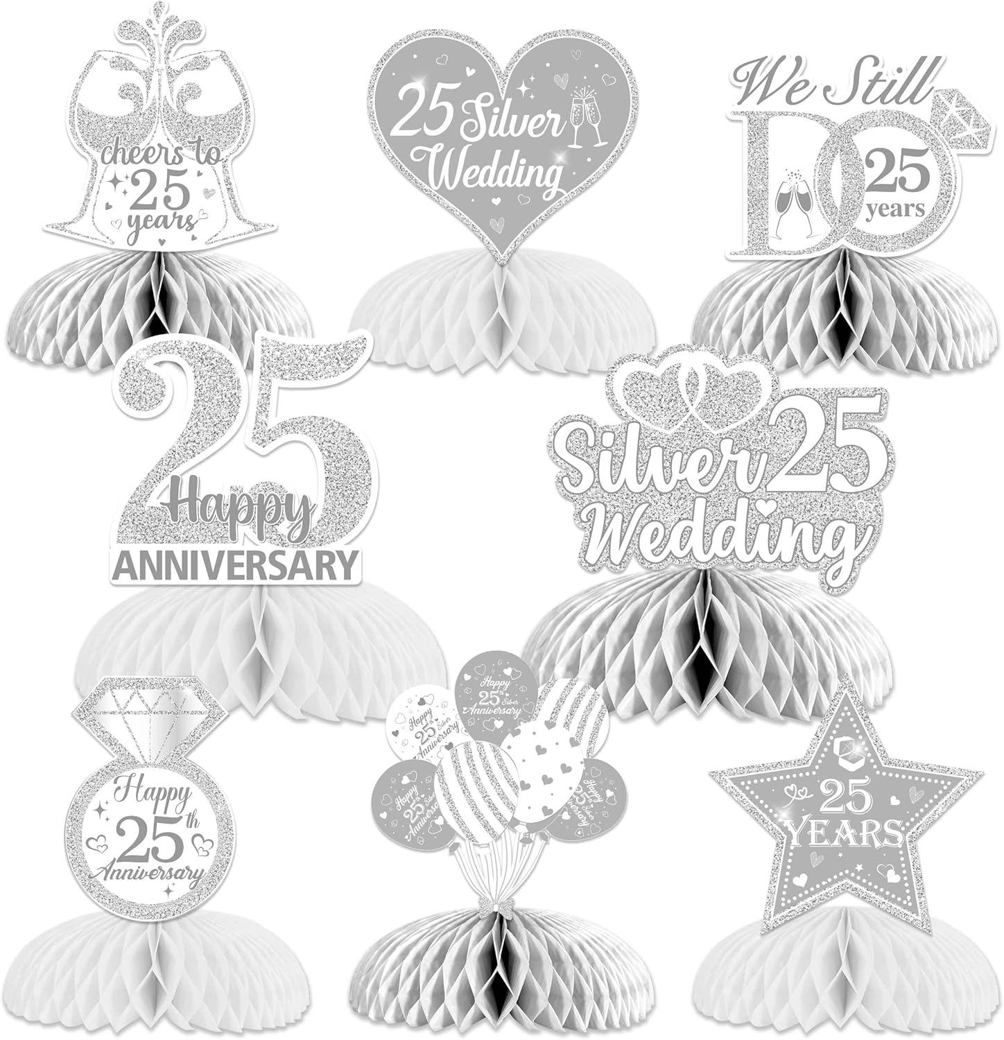 8Pcs Silver Wedding Table Decorations, Centerpieces Table