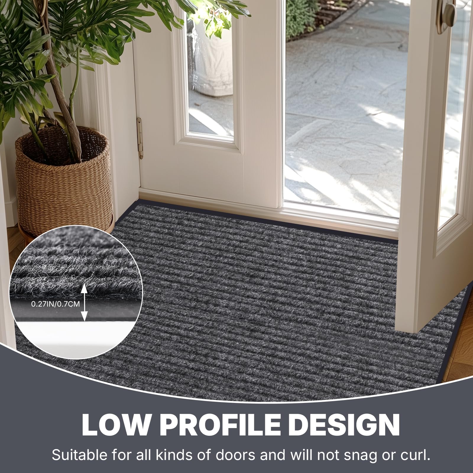 Storystore 3' x 10' Front Door, Mat Heavy-Duty Commercial Mat for Indoor/Outdoor Entryways, Non Slip Rubber Backing Low Profile for Entrance Home Office, Patio & Garage(Gray) — Amazon image 5