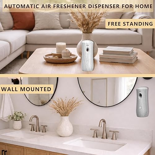 Miniatura 19 de Dispensador automático de ambientador en aerosol (paquete de 2), máquinas de aromaterapia ajustables de pie o montado en la pared para el hogar