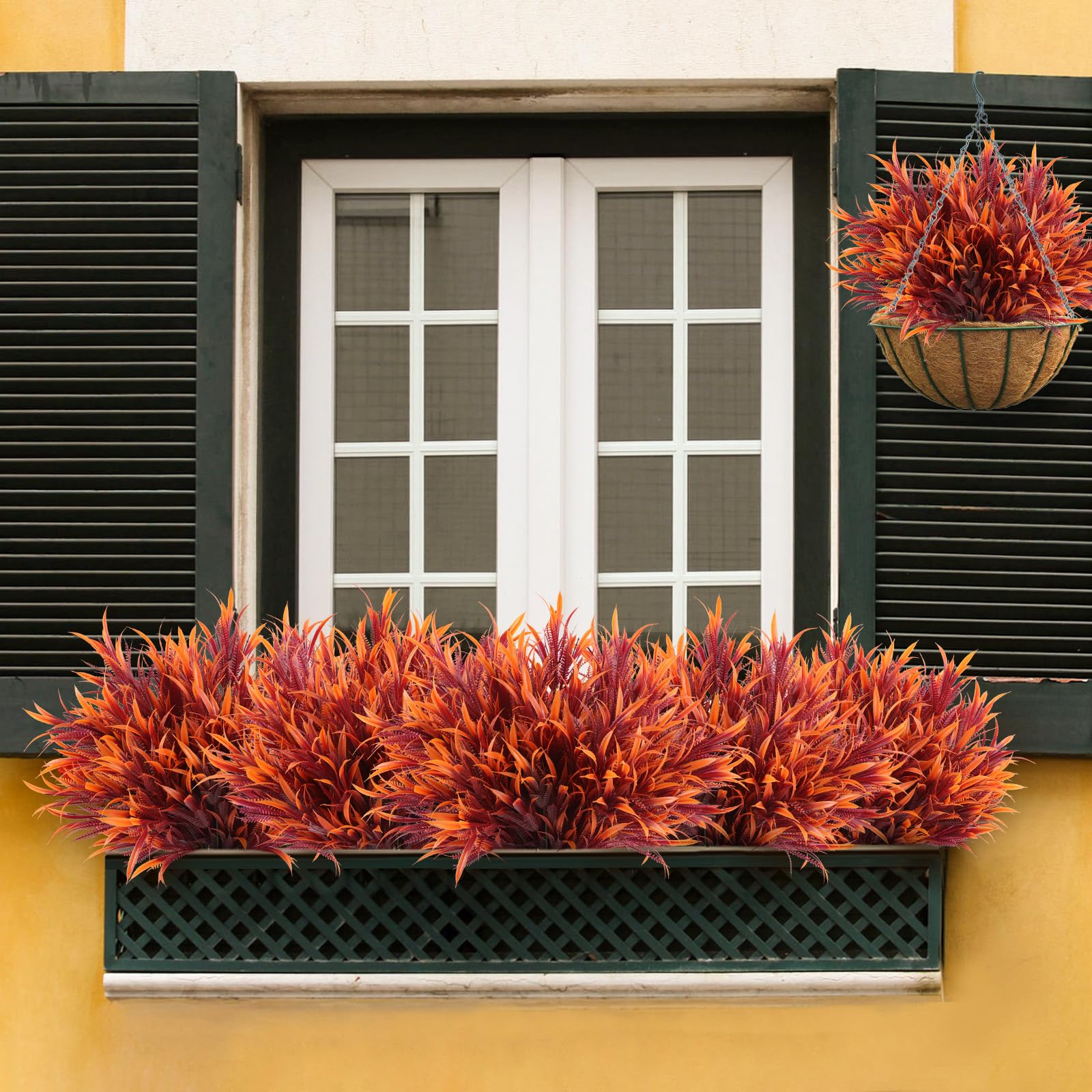 N&T NIETING Fall Artificial Plants Outdoor, 8 Bundles Fake Ferns No Fade Faux Autumn Plants - Image 2