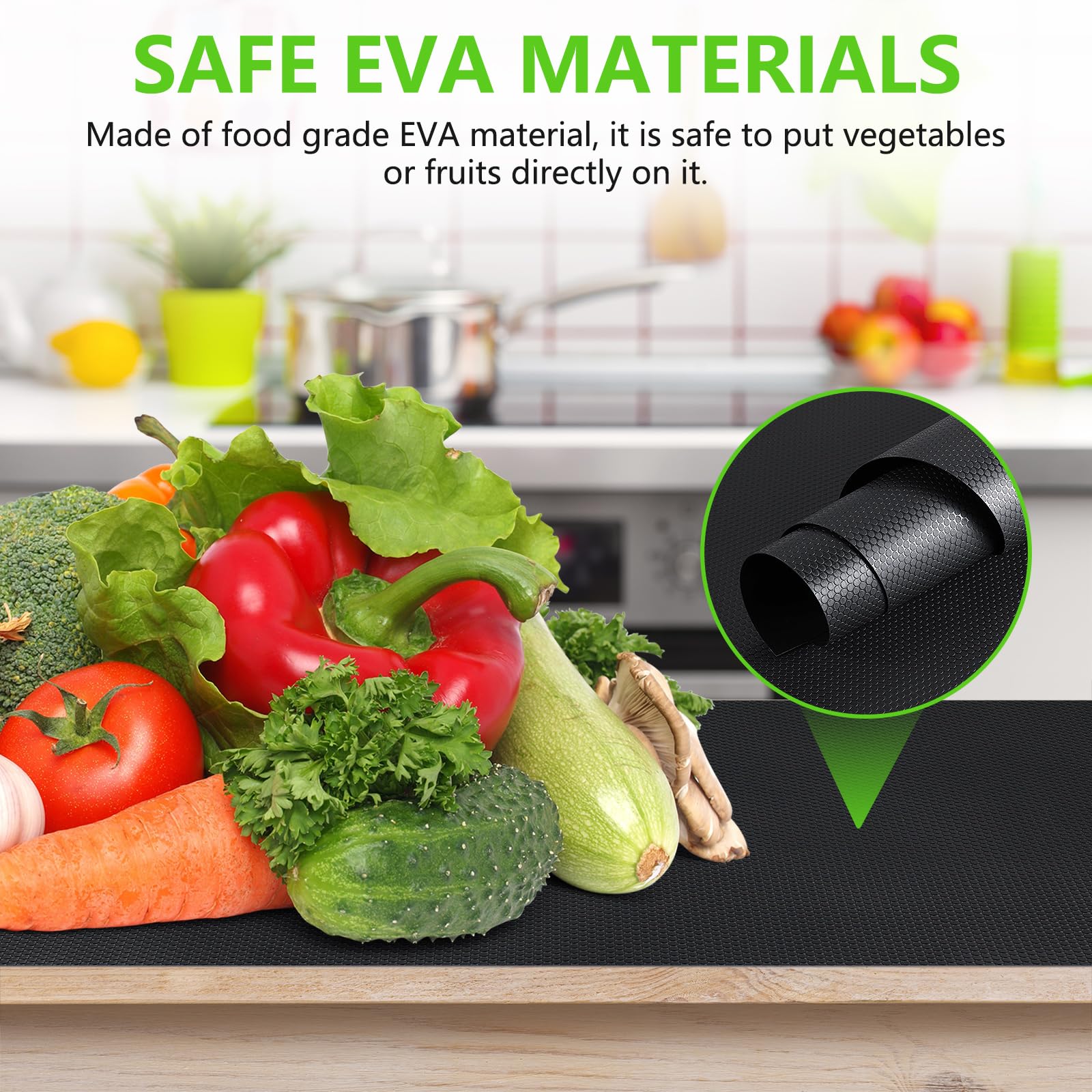 Revestimientos negros para estantes de cocina, revestimiento de cajones no adhesivo para baño, impermeables, para refrigerador, tapetes de plástico, forro de armario, 11.8 x 236.2 pulgadas x 2 rollos