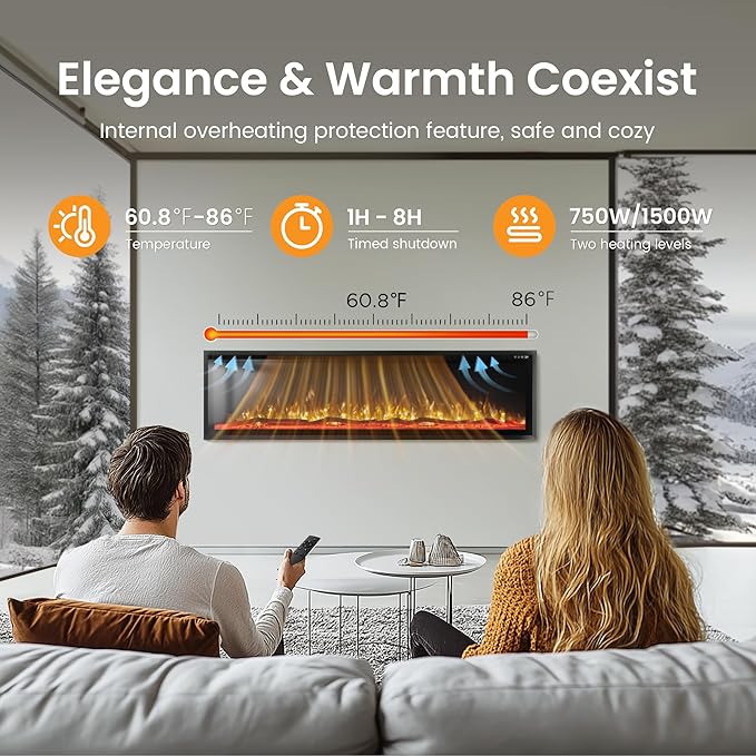 Chimenea Eléctrica PHI VILLA 72" Empotrable 1500W con Control Remoto miniatura 8