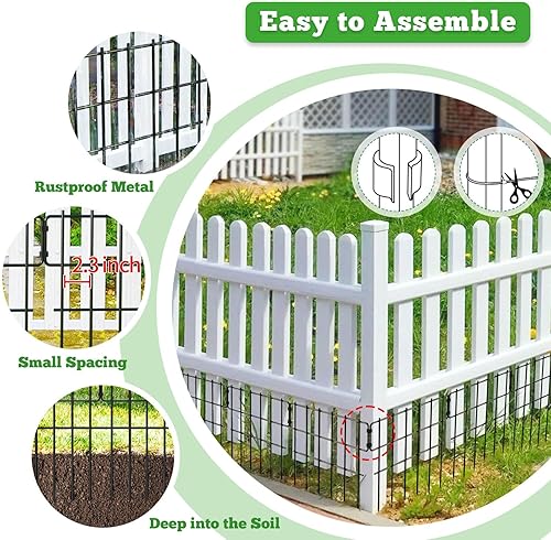 Miniatura 6 de Cerca sin excavación para perros al aire libre  Paquete de 10 cercas de jardín para perros, conejos, mascotas fuera del patio, valla de jardín para