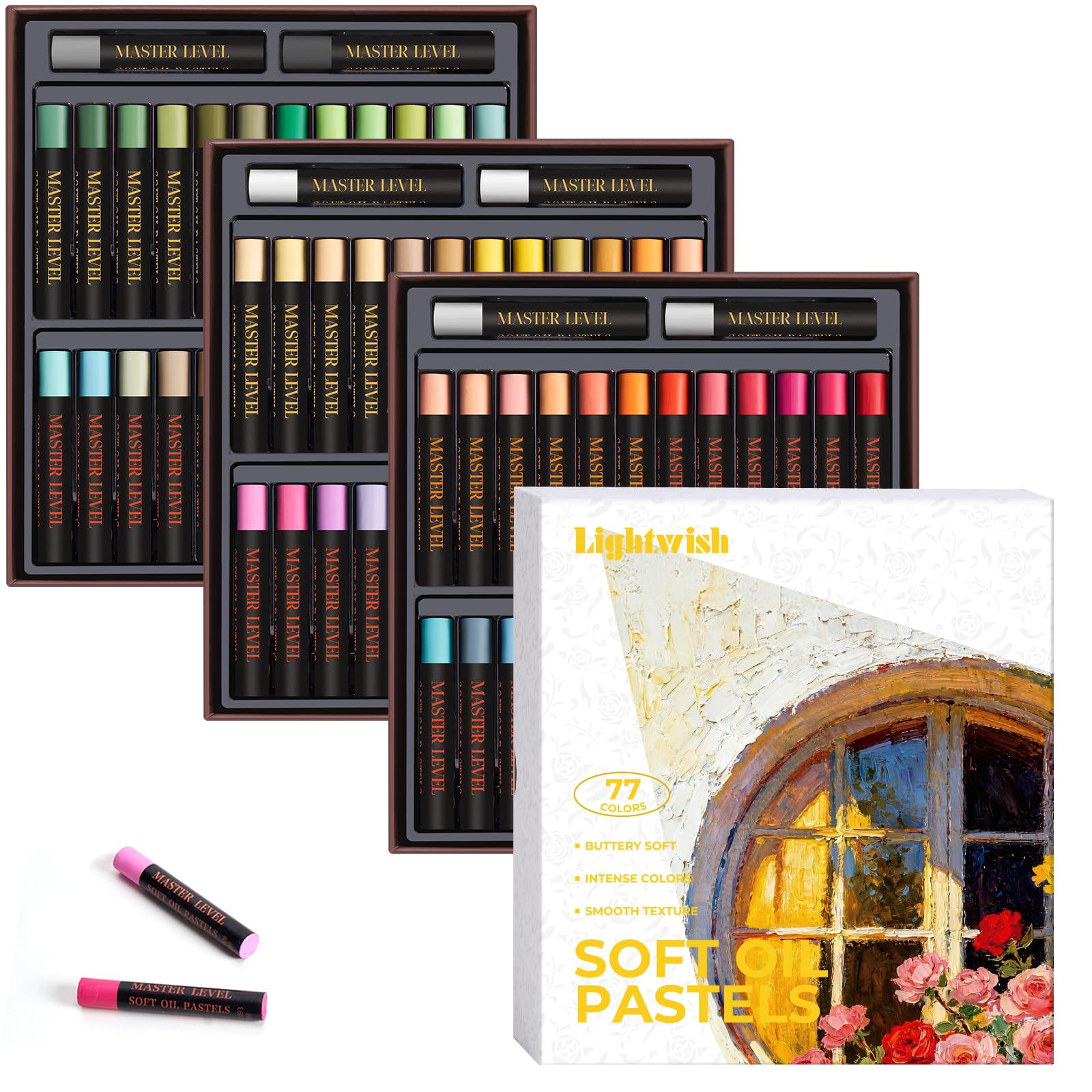 LIGHTWISH Pasteles al óleo suaves, juego de 77 colores florales (78 unidades, 2 blancos incluidos), textura suave y suave, alta resistencia a la luz, ideal para artistas, estudiantes y principiantes