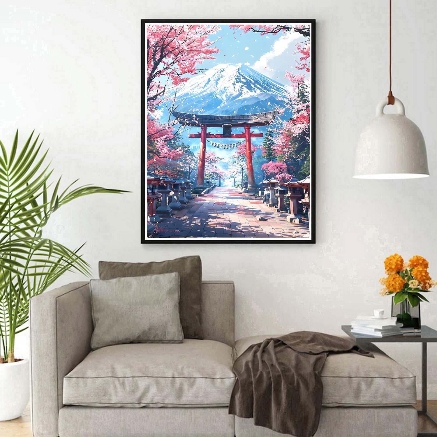 Point De Croix Diamond Painting Fleur De Cerisier Rose,Grand Format Peinture Diamant Painting Par Numu00e9ros Kits Diamond Painting Adulte