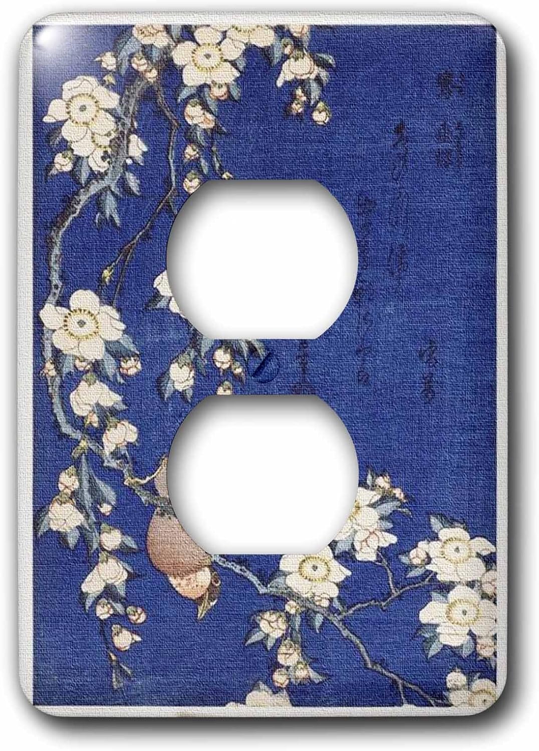 3dRose Image Of Cherry Blossoms And Bullfinch Bird With Oriental Words 2 plug outlet cover