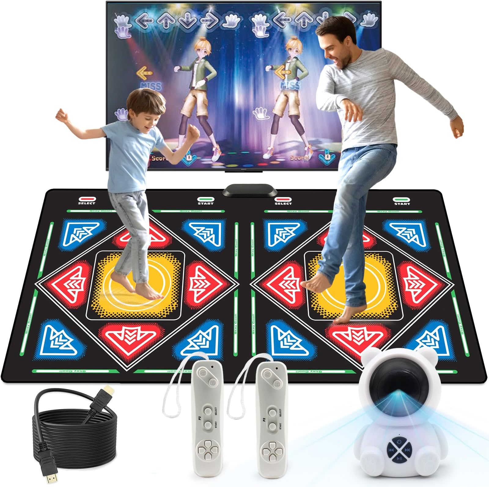 Dance Mat, Electronic Dance Mat for TV with HD Camera, Wireless Double User Dance Mat with Game Controller, Non-Slip Dance Pad for Kids Adults, Christmas Birthday Gifts for Girls Boys