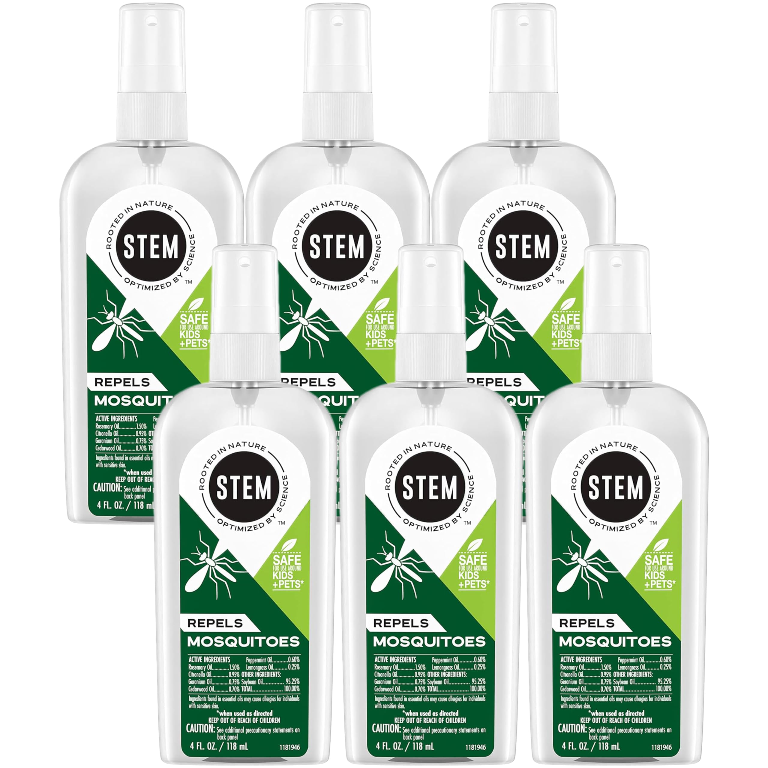 Stem Mosquito Repellent Spray, 4 fl oz, Pack of 6, with Botanical Extracts, PEST-027247