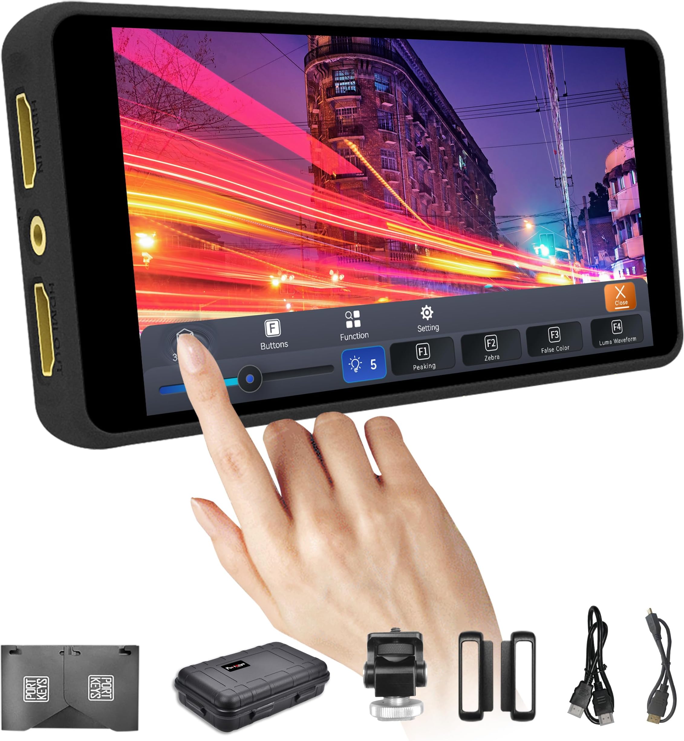 Portkeys PT5 II Camera Monitor Touchscreen DSLR Field Monitor 5 inch 4K30P Input/Output Wide Color Gamut New Peaking 3D LUT Video Assist Luma RGB Waveform for DSLR with New UI MOVnorm OS