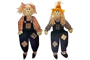 Gift Boutique Halloween 36" Large Boy and Girl Sitting Scarecrow Decor