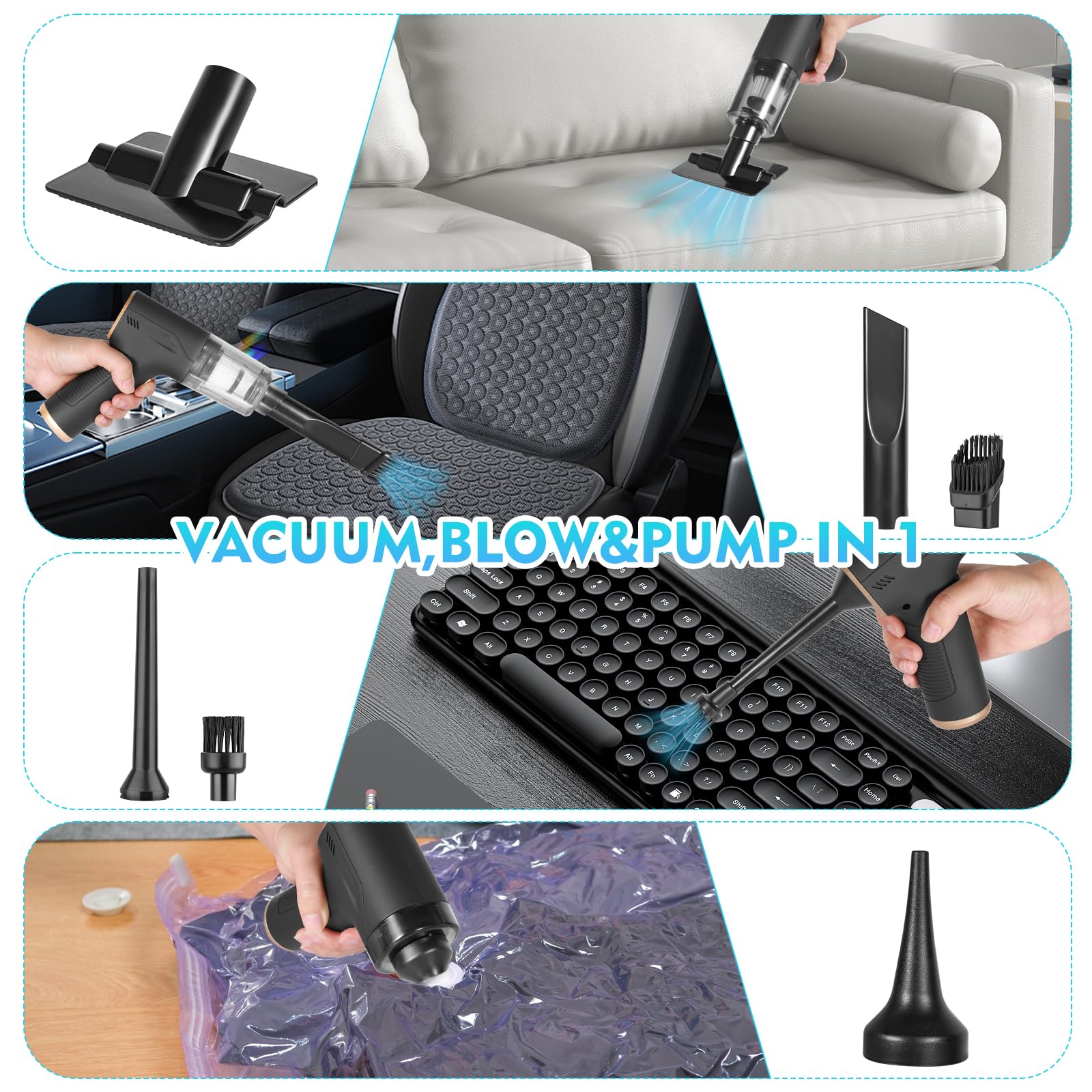 Amazon.co.jp: KIYILEAF 2イン1 コードレス 車用掃除機 9000Pa 強力な