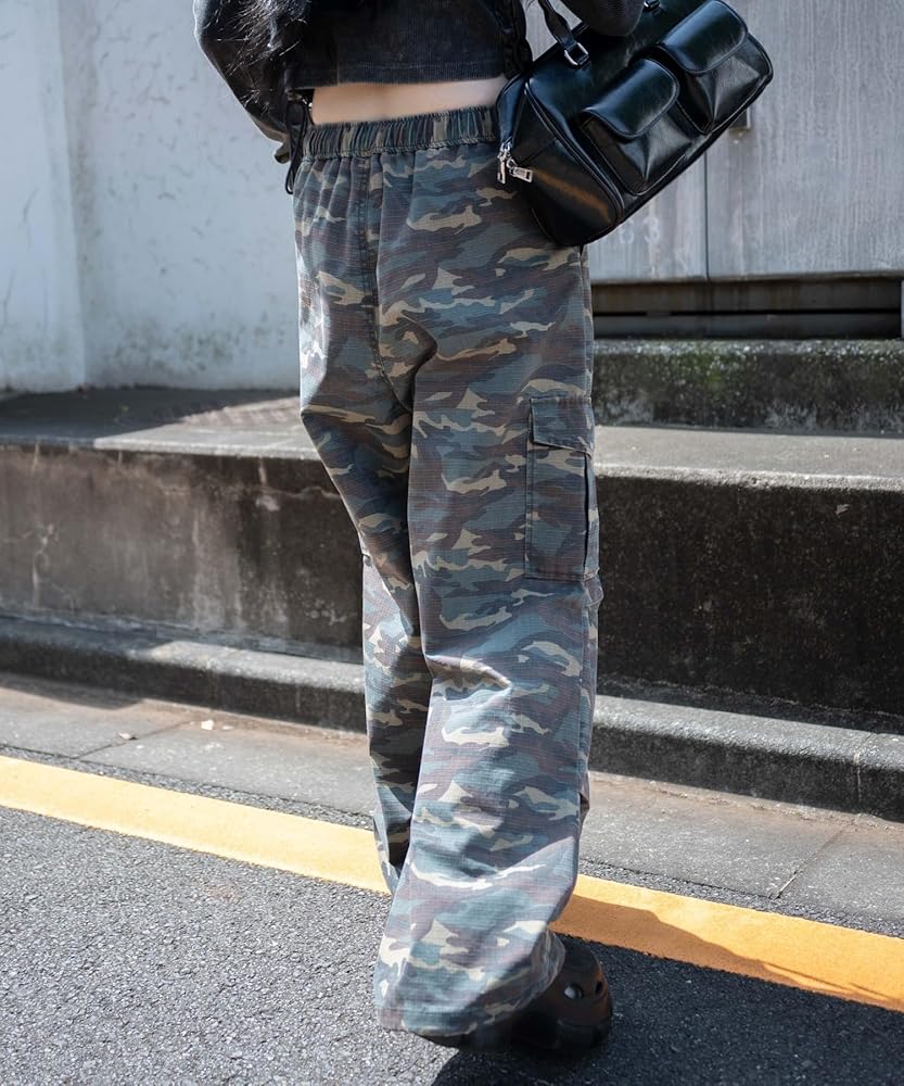 90s HOBO バギーワイド　パラシュート型　カモフラージュ　パンツ　L PARACHUTE WIDE(パラシュートワイド)パラシュート ワイド カーゴ