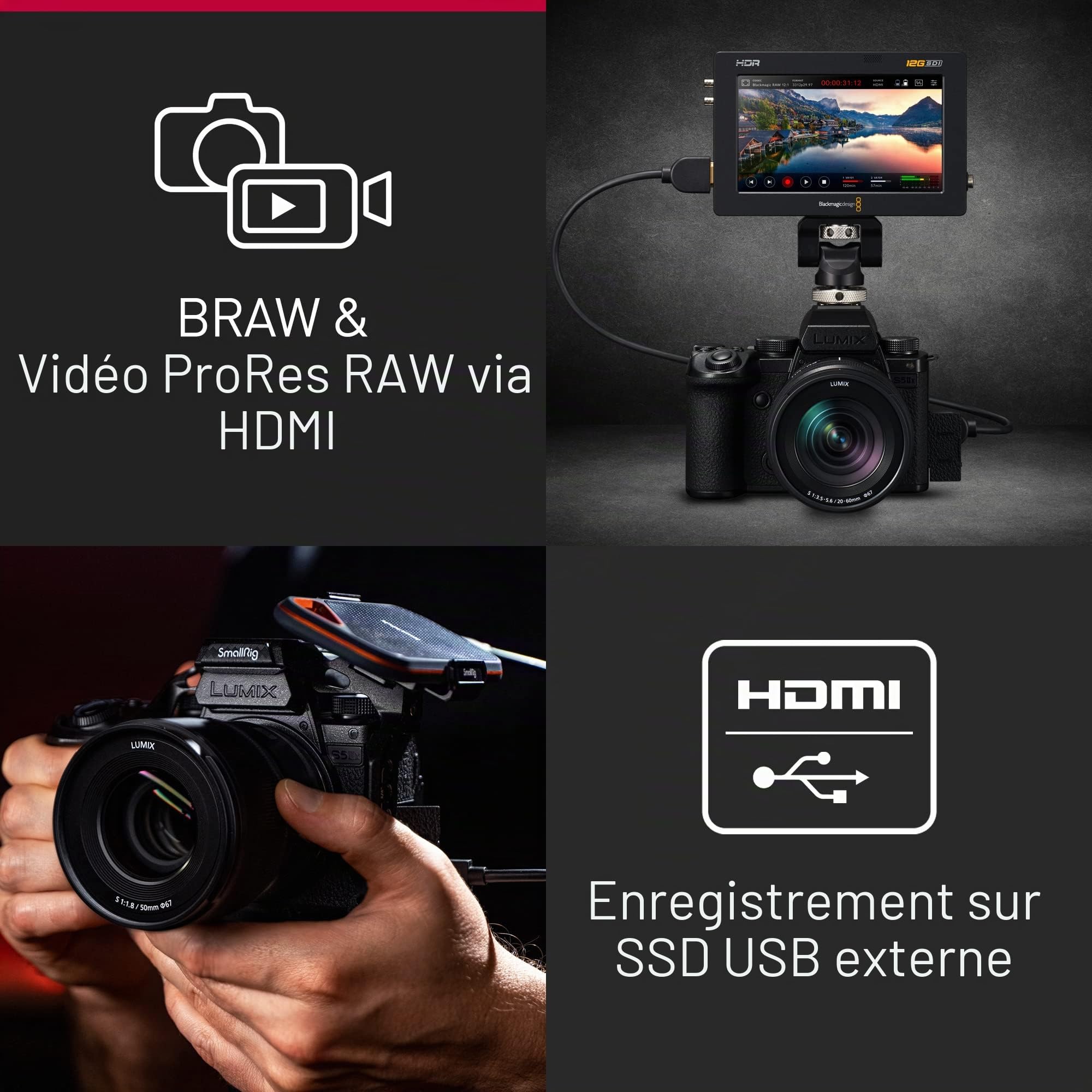 Panasonic Lumix S5M2X - Appareil Photo Hybride Plein Format + Objectif Lumix S 20-60mm F3.5-5.6 (24MP, AF Phase, Double Stab., Vidéo 6K 10bit illimité, Rafale 30ips, Tropicalisé) – Version Française