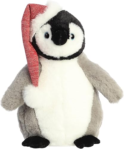 Aurora® Festive Holiday Sparkle Santa Penguin™ - Animal de peluche - Animación de temporada - Regalos conmovedores - Gris 7 pulgadas