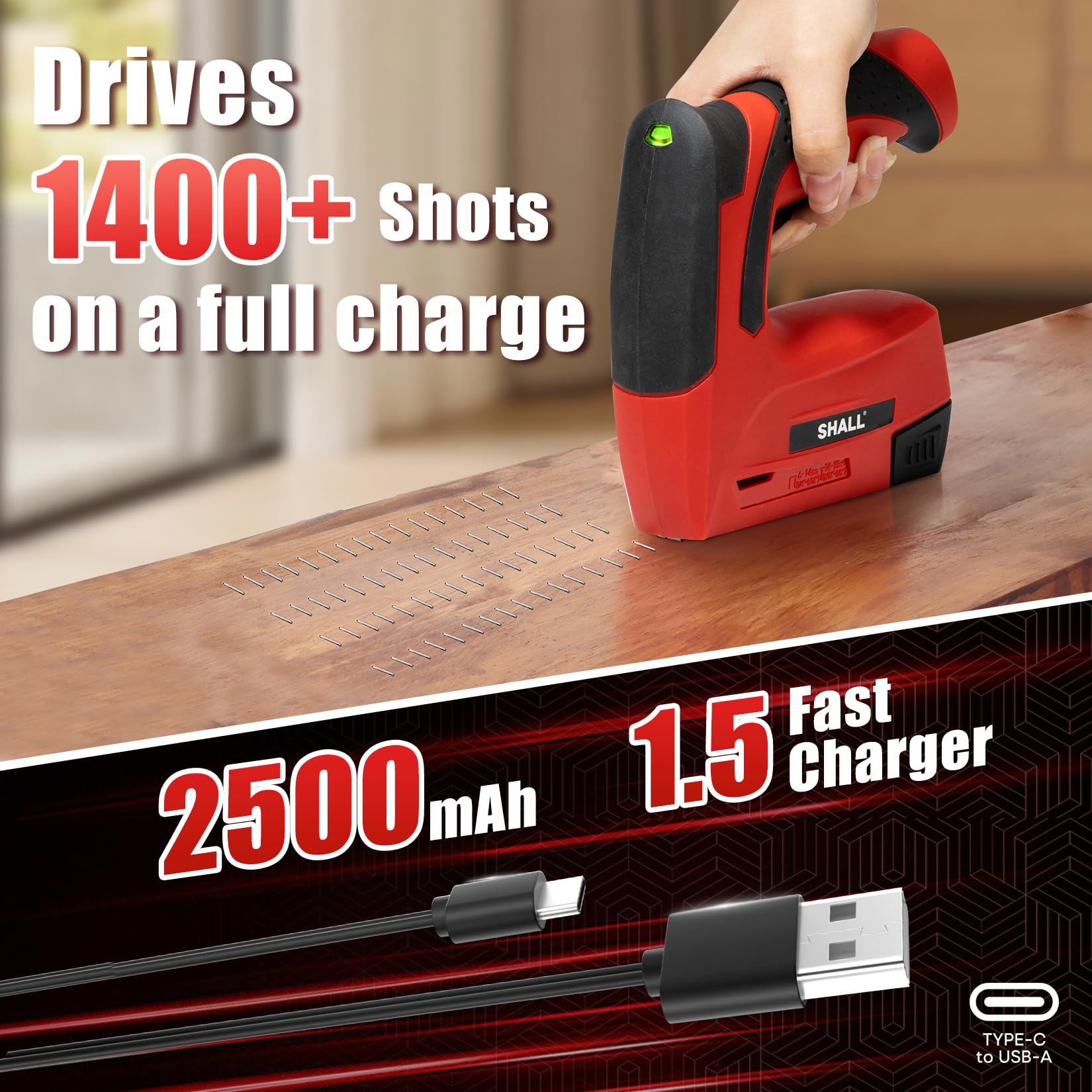 SHALL Puntatrice elettrica 2 in 1, senza fili, con 2500 punti, Per artigianato, fai da te, decorazioni