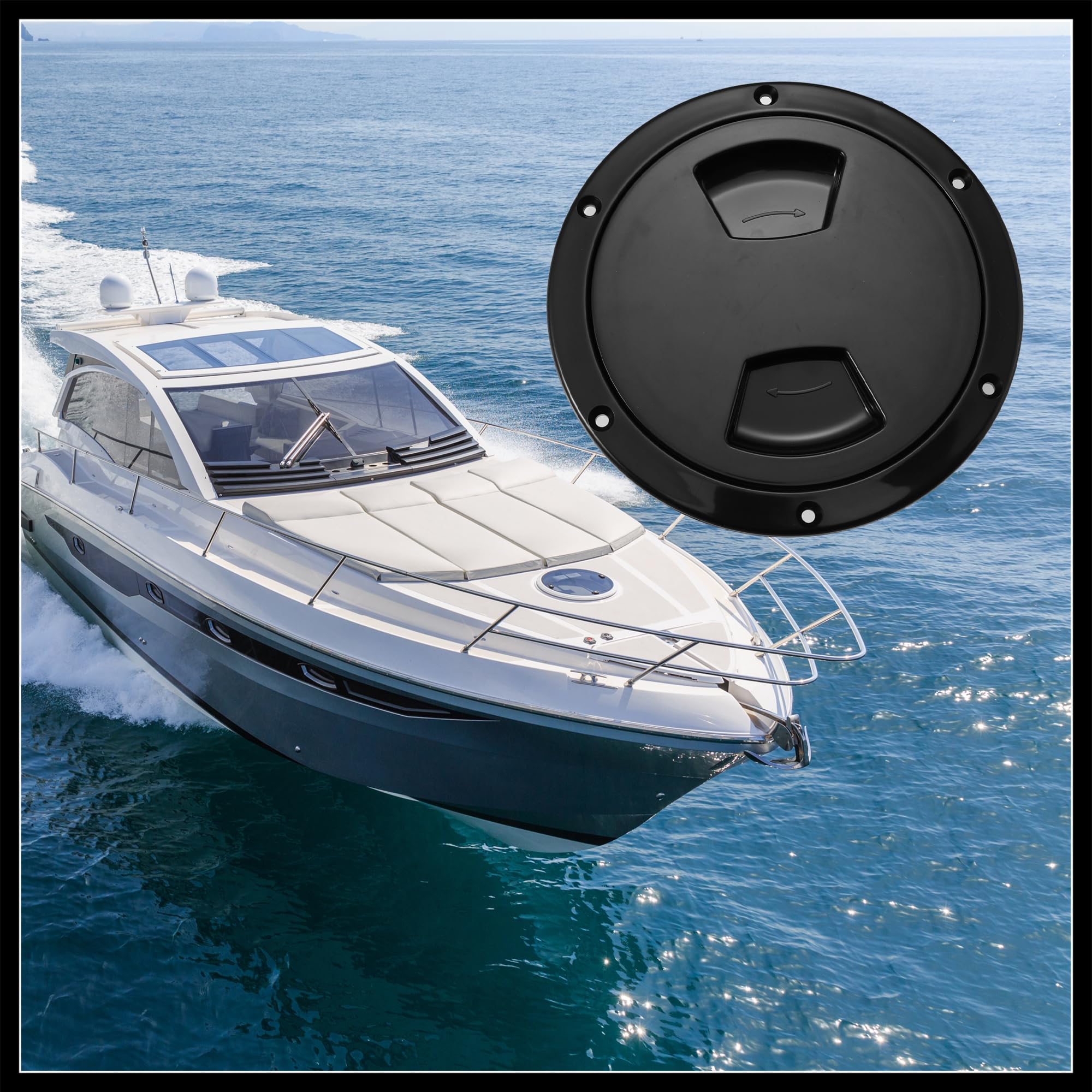 Hihaha 5" Boat Inspection Deck Plate Hatch Marine Hatch Deck Plate Black Durable Material - Image 2