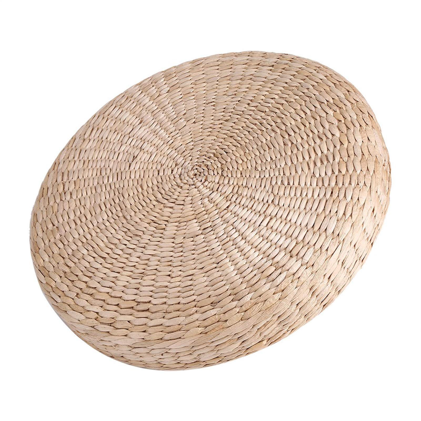 Coussin de Sol en Paille Rond 40 cm pour Méditation Yoga Extérieur, Tapis de Sol Naturel en Paille pour Tatami Intérieur et Extérieur, Coussin Rembourré Doux pour Séances de Relaxation