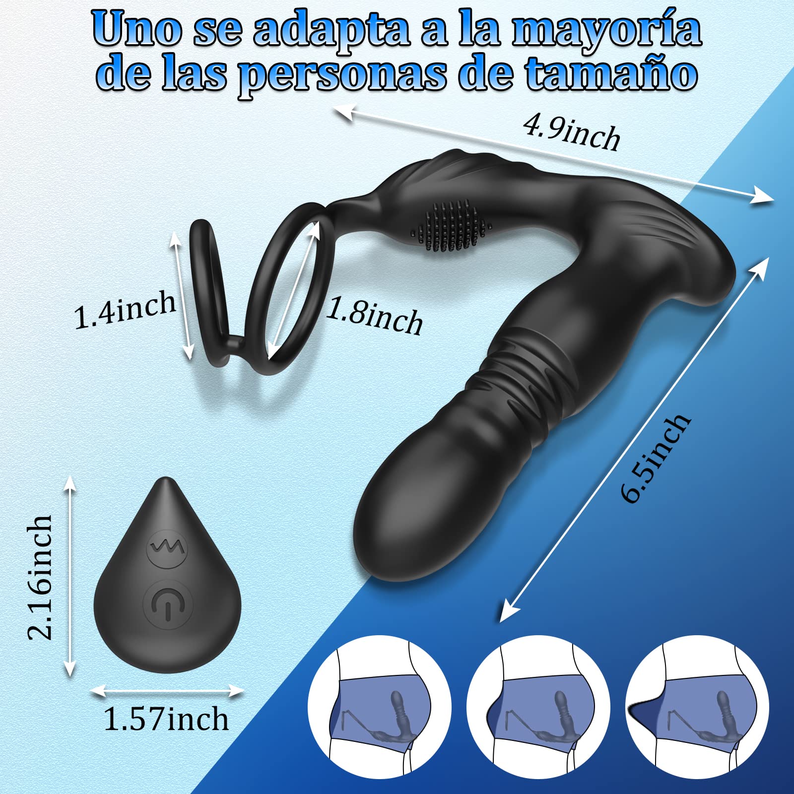 3 EN 1 Vibrador de Anal con Anillo de Pene, Juguetes Sexuales Anales Masculinos, Estimulador de Anal, Vibrador de Próstata con 10 Modos de Empuje&Vibratorios, Vibrador Consolador para Hombres