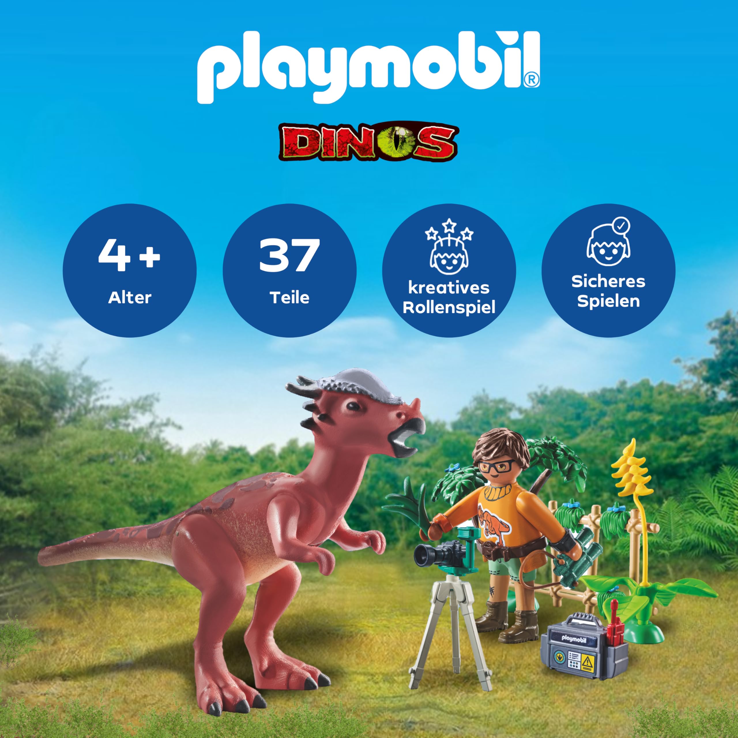 Besuche den PLAYMOBIL- PLAYMOBIL | Dinos | Stygimoloch-Beobachtung | Dino Spielset | Abenteuer Spielzeug für Kinder ab 4 Jahren | 71822 in use