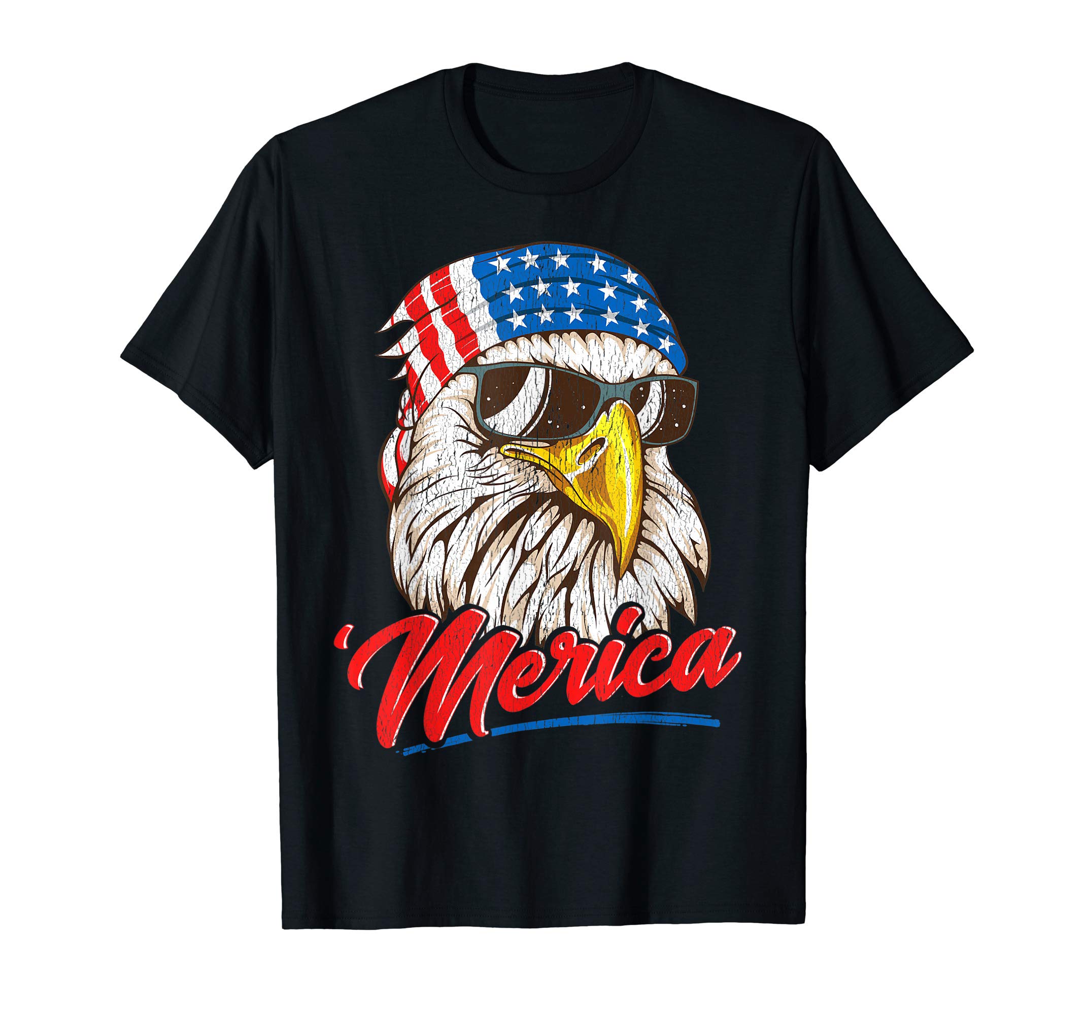 Nerd NinjaBald Eagle Merica 80s Mullet Eagle America USA 4th of July T-Shirt
