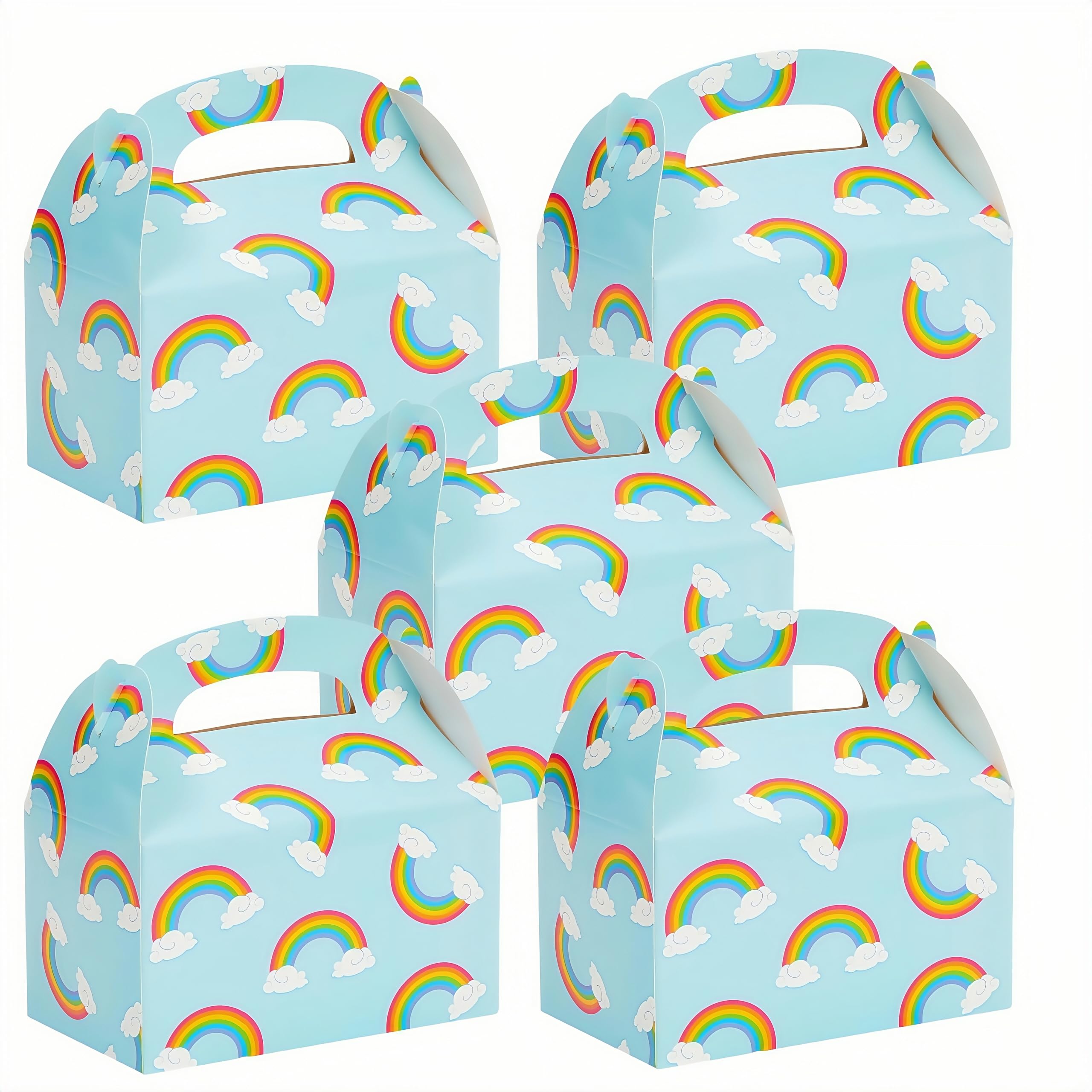 Hollylife 24 Pieces Party Box 15x9x9cm Thickened Paper Gift Packaging Box with Lid Rainbow Treat Boxes Candy Snacks Gift Boxes DIY Party Birthday Wedding Supplies Lunch Baby Shower