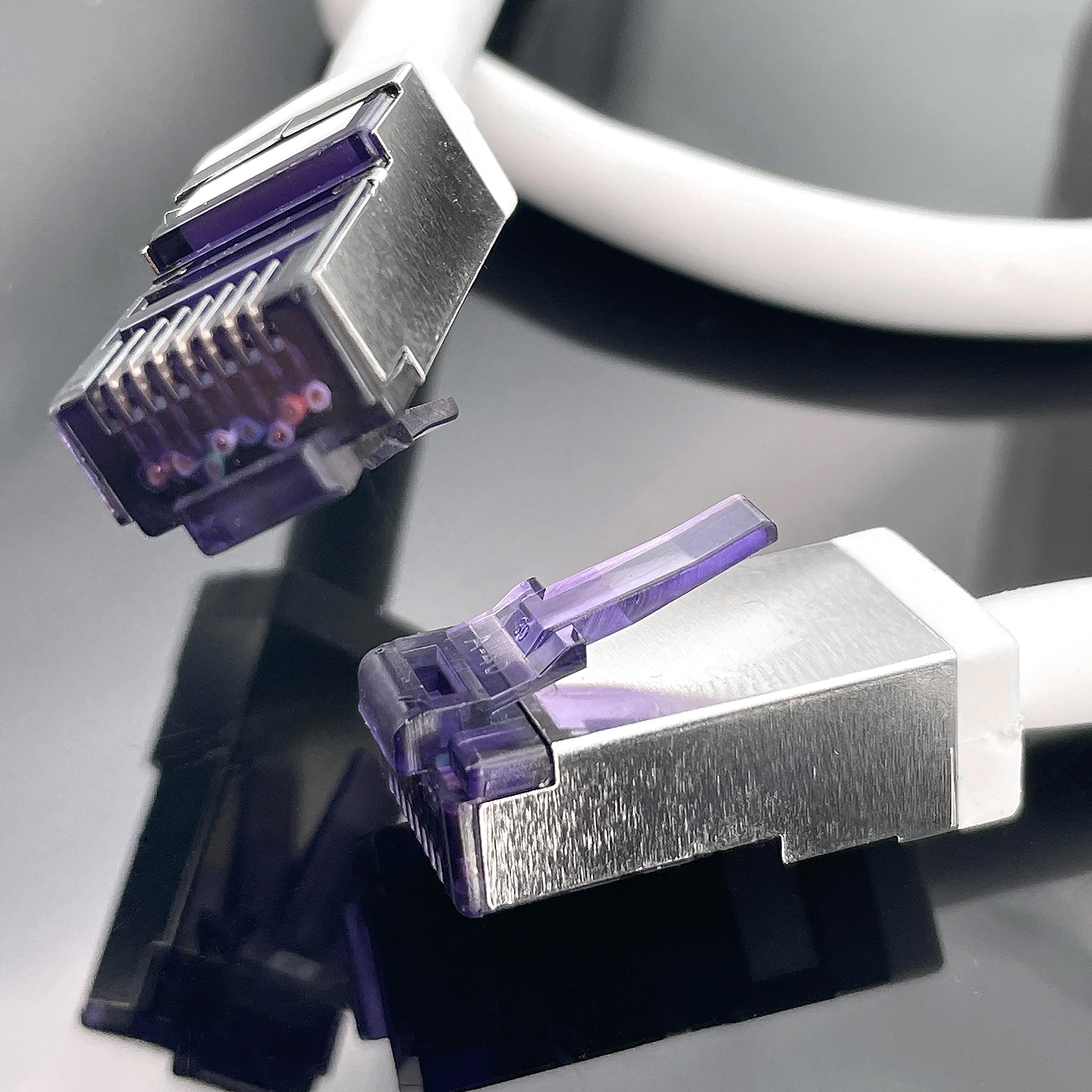 Câble Réseau CAT6a SFTP 20m - Superflex, 10 Gbit/s, 500 MHz - Compatible CAT6/CAT5 - Fiches RJ45 Dorées - Blanc - Pour Réseau Domestique, Gaming, Bureau