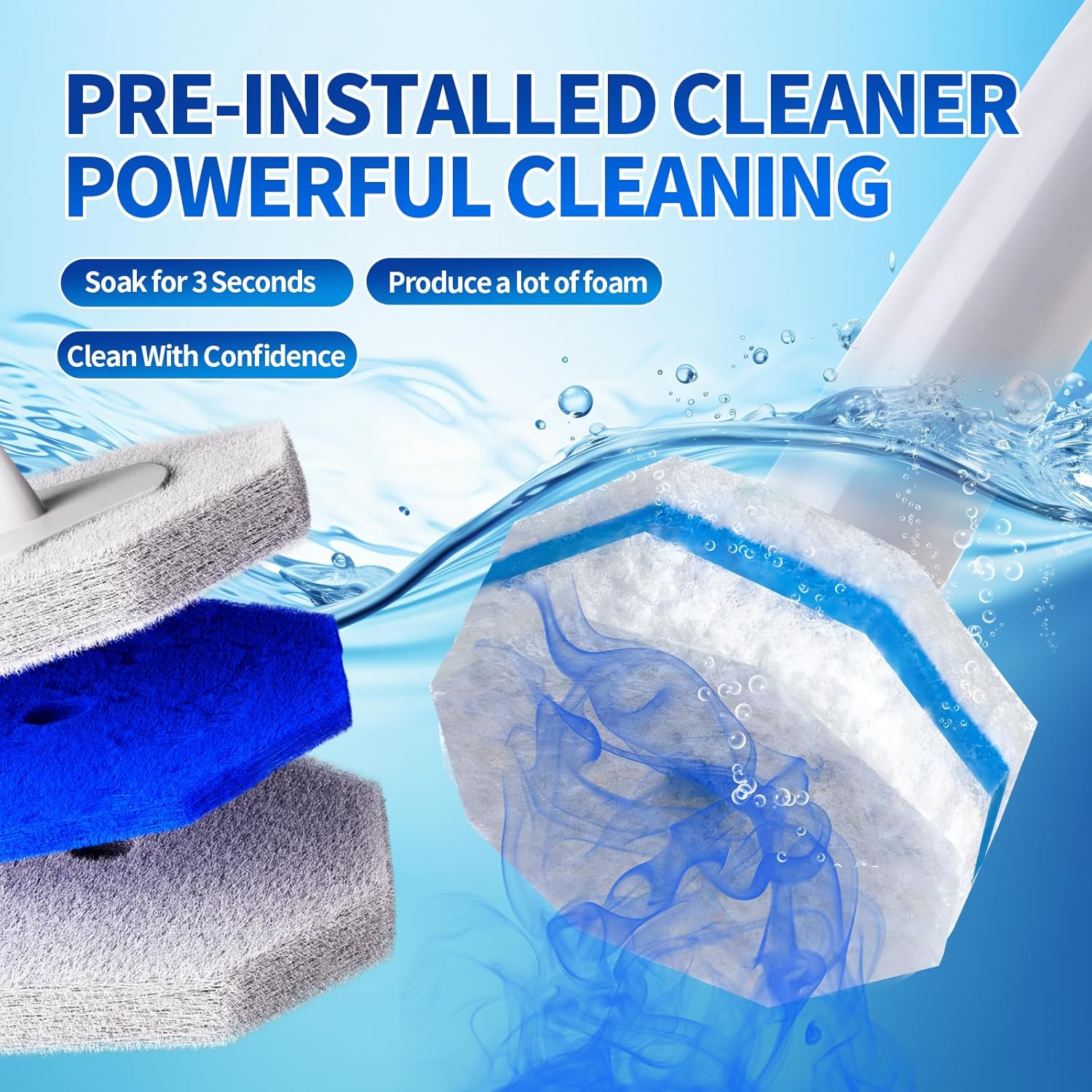 Disposable Toilet Brush Set with 60 Replacement Heads, Toilet Cleaning Replacement Pads, Starter Kit with Storage Case for Deep Cleaning and Hygienic Bathroom Maintenance