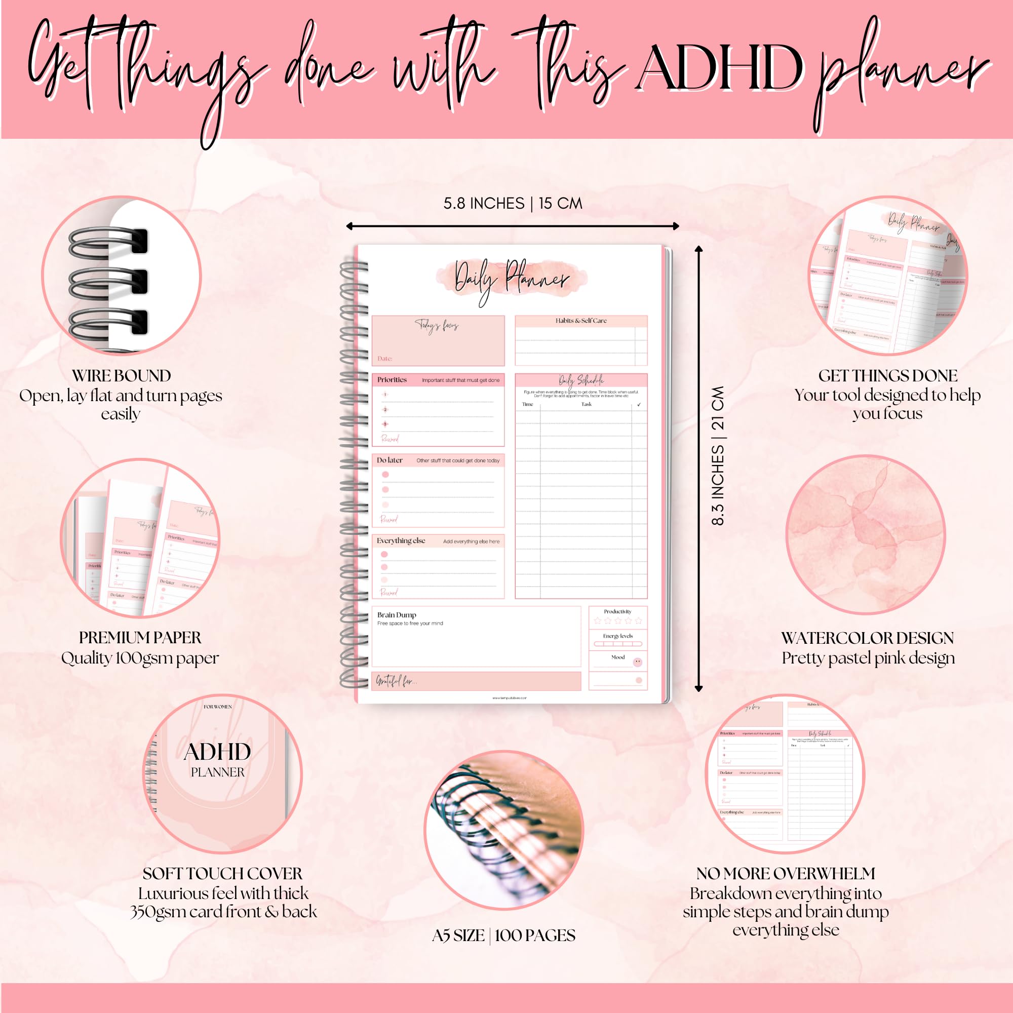 Women's ADHD Daily Planner for Neurodivergent Adults - Productivity Daily Planner & Task Management to Stay Organized and Focused - Image 2