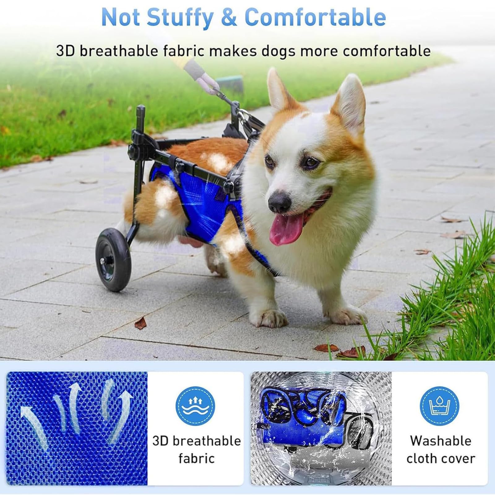 Silla de ruedas para perros – Ayuda de movilidad ajustable de doble rueda para perros discapacitados y ancianos