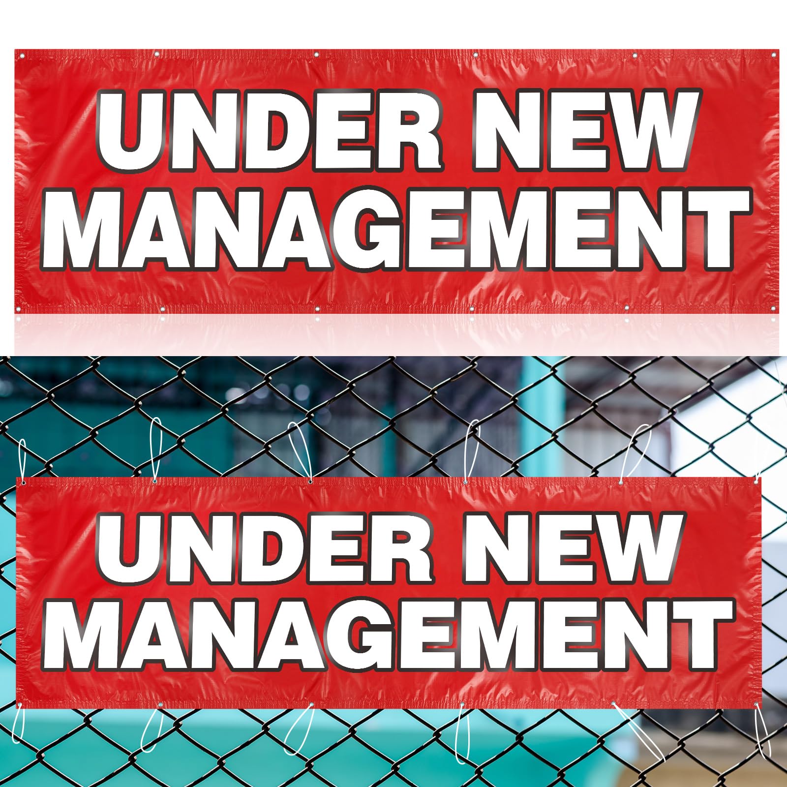 Hahafelt 3x10 Feet Under New Management Banner Sign with Grommets Weatherproof Vinyl Sign Hanging Banner Outdoor Indoor for Business Industrial Store Yard Signs Red