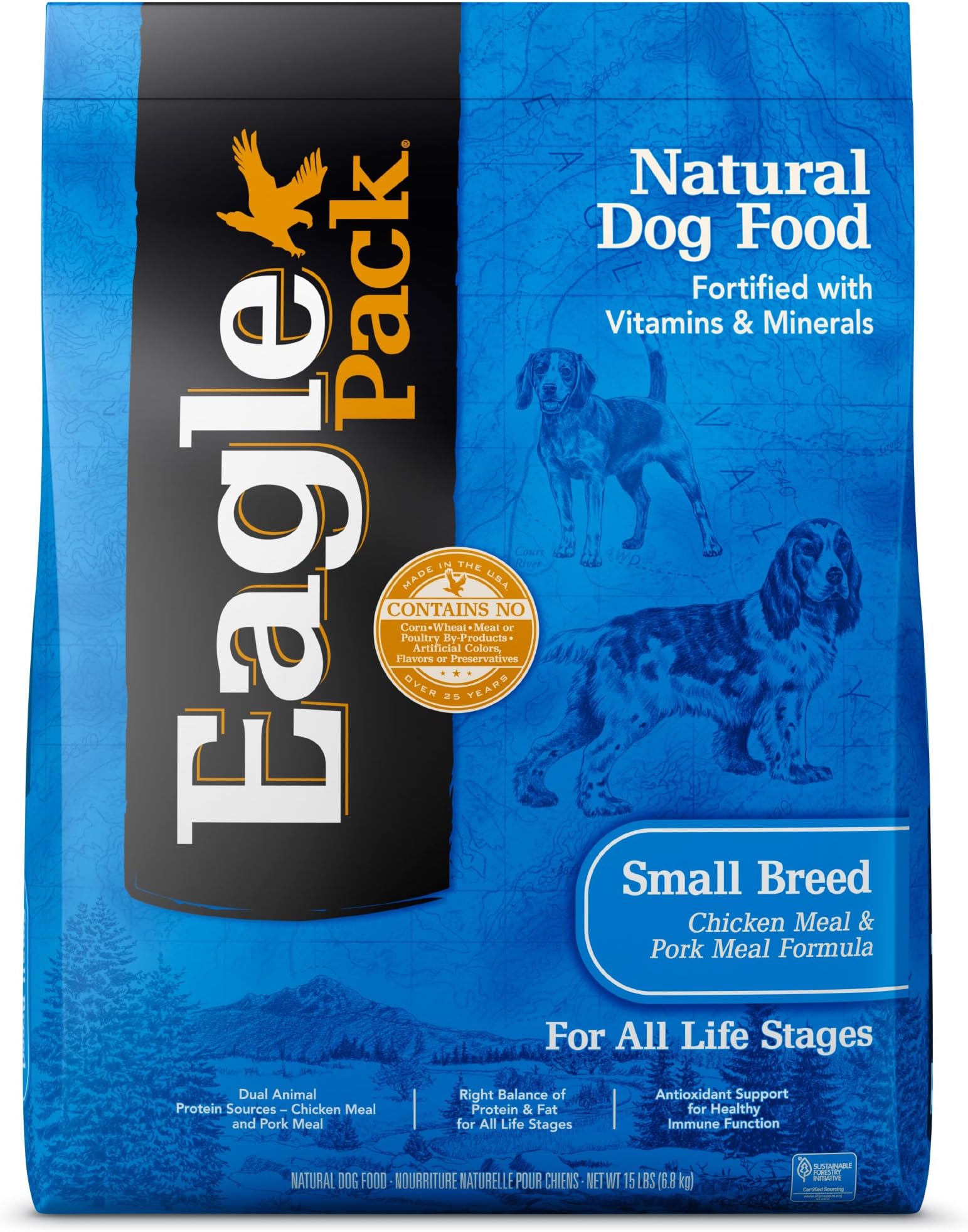 Eagle Pack Natural Dry Small Breed Dog Food, Chicken & Pork, 15-Pound Bag