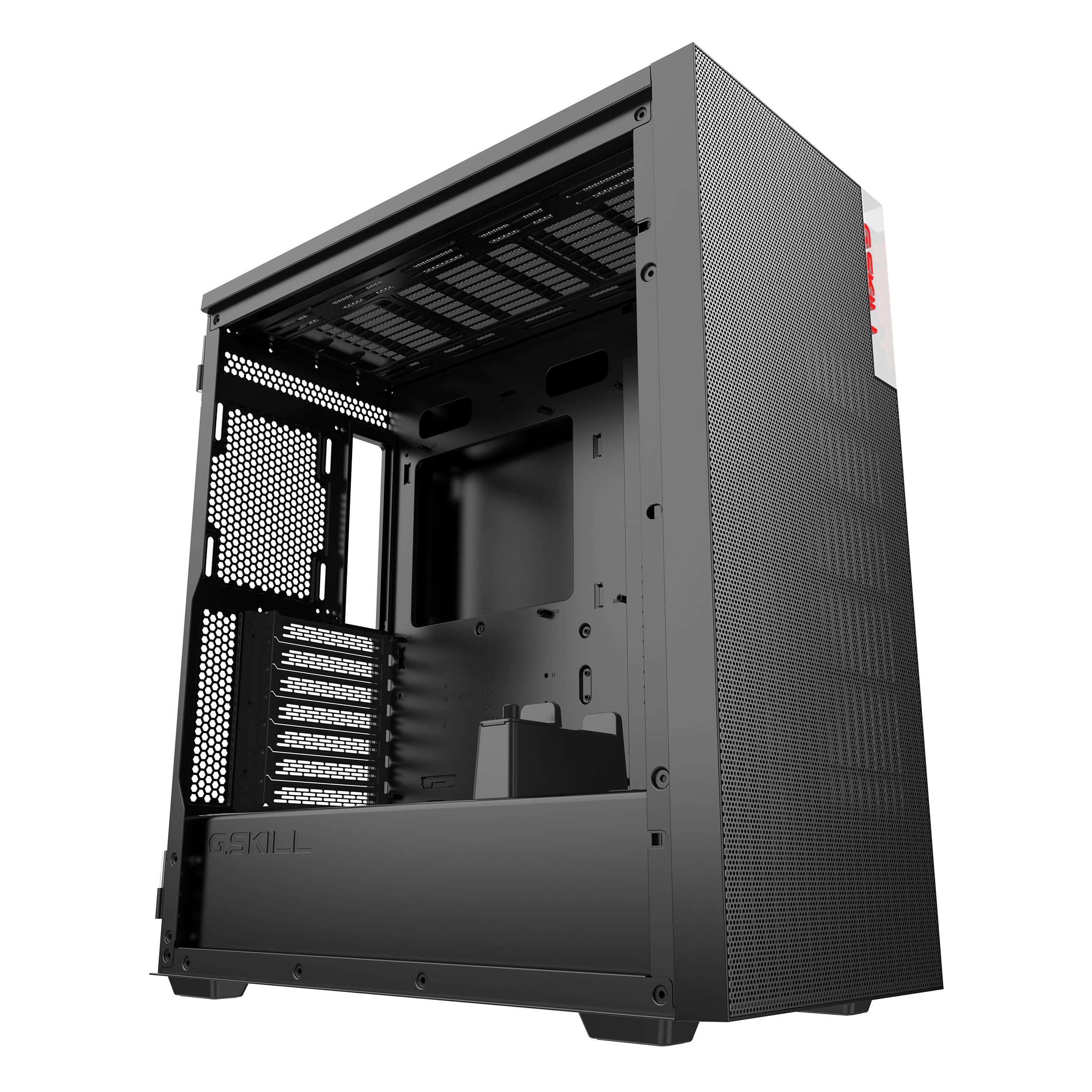 G.SKILL MD1 Caja ATX de media torre con panel lateral de vidrio templado, panel frontal de malla - negro (GC-AKGW1-MD1)