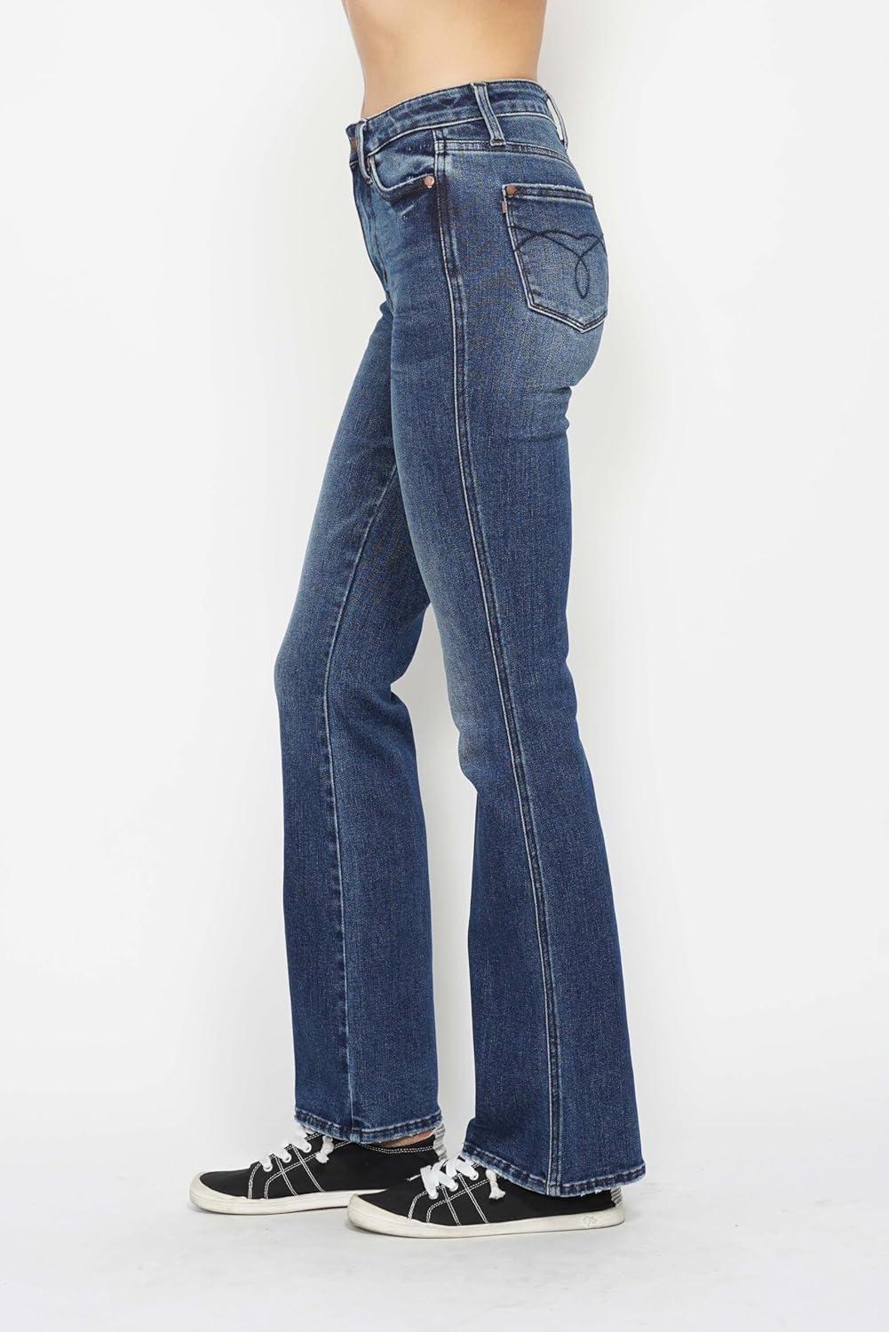 Judy Blue High Waist Dark Wash Tummy Control Embroidered Bootcut, Inseam 32" - Image 2