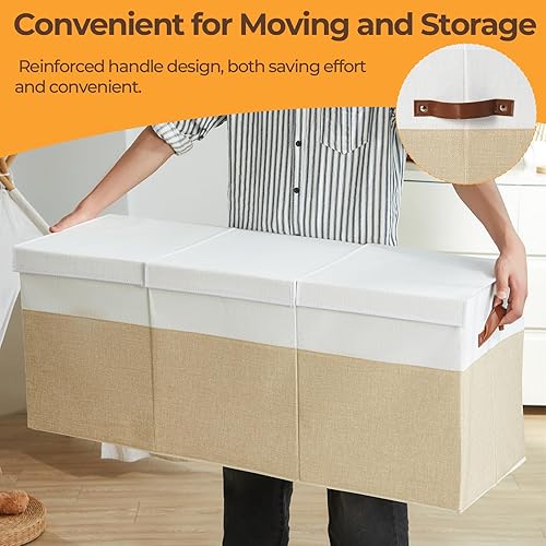 Miniatura 9 de Caja de juguetes extragrande, plegable y resistente de 150 litros con tapa, organizador de almacenamiento para niños de 40 x 14 x 16 pulgadas, baúl