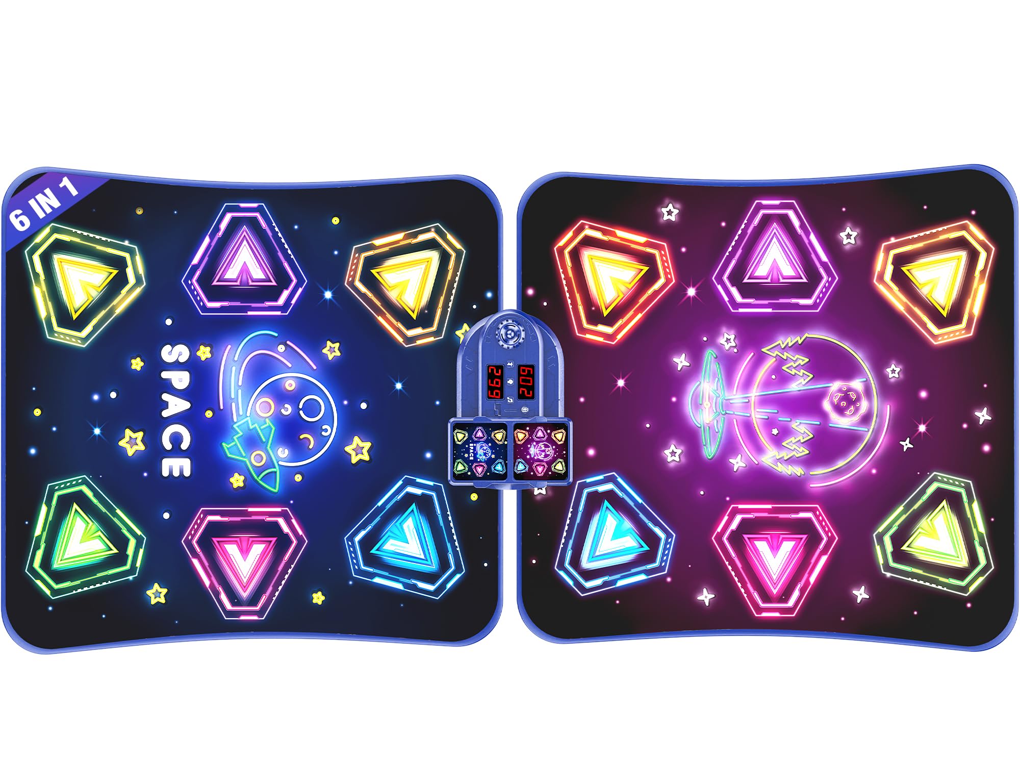 Alfombrillas de baile electrónicas dobles grandes, almohadilla de baile con luz LED y Bluetooth inalámbrico, juguete de baile musical con 6 modos de juego, juego de desafío para jugadores individuales