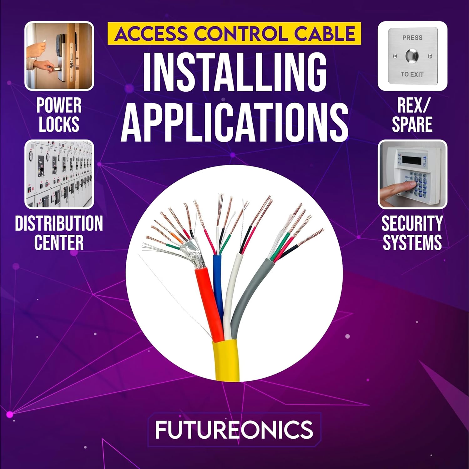 (Single Pack) 500Ft Access Control Cable Plenum (CMP) Yellow (18AWG/4C + 22AWG/4C + 22AWG/2C + 22AWG/6C) - 500 Feet