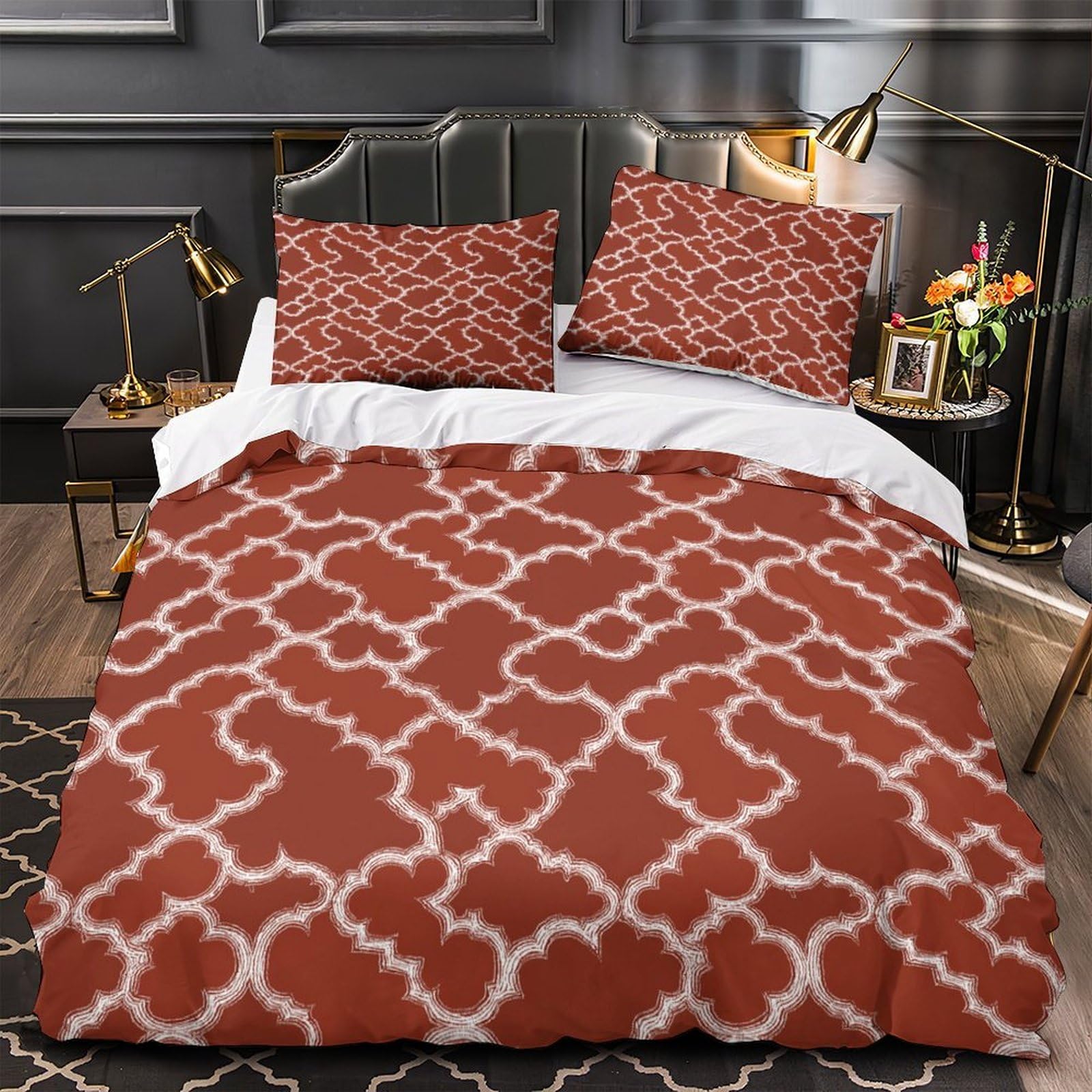 Parure de lit couple amoureux motif géométrique 3D douceur infinie