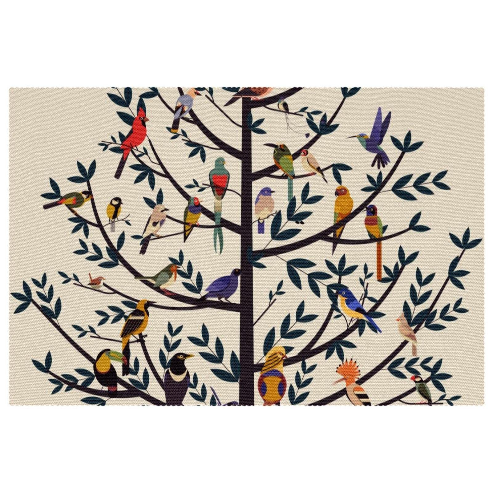 Set de table vintage en tissu Oxford lavable motif arbre de vie x4