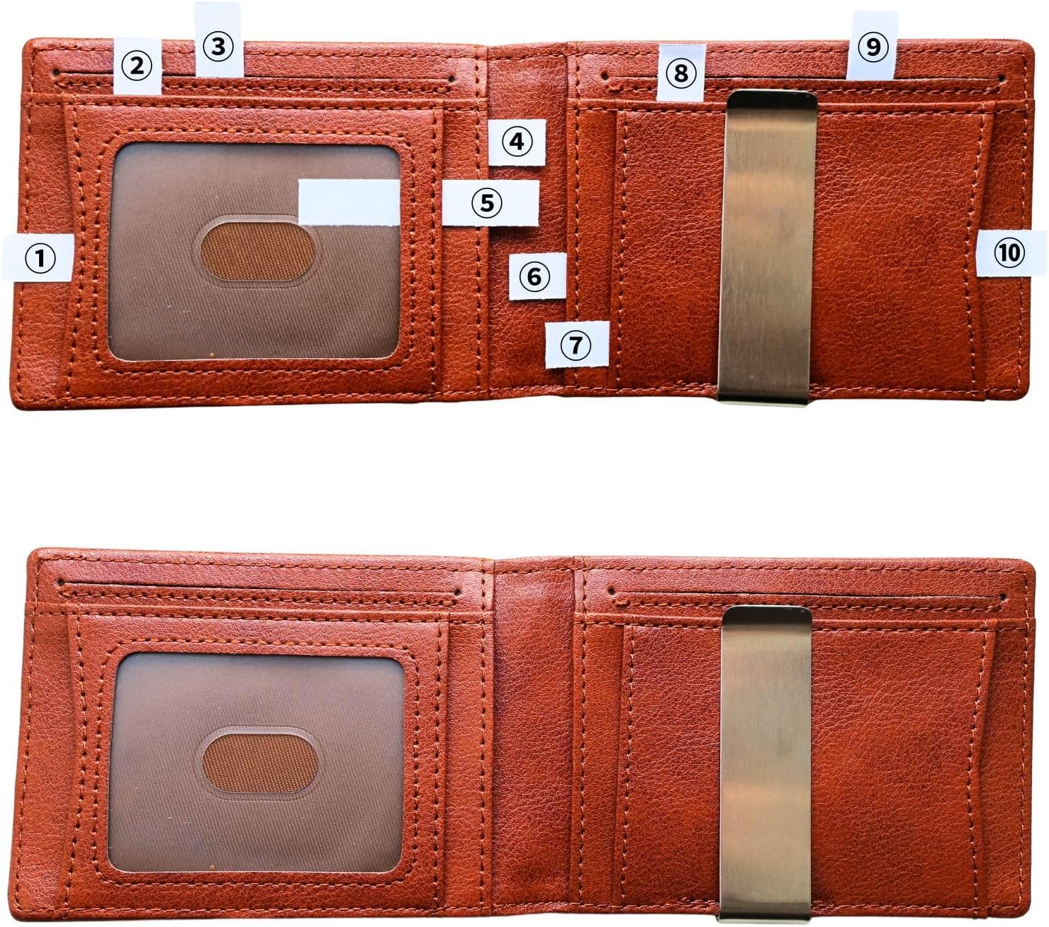 Money Clip Leather Wallet - RFID-Blocking Slim Minimalist Bifold Card Holder with ID Window, Birthday Gift for Men (Onyx Black) - Image 7