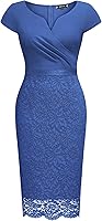 Vista 3 de Miusol Vestido de cóctel con volantes y encaje floral con cuello en V para mujer