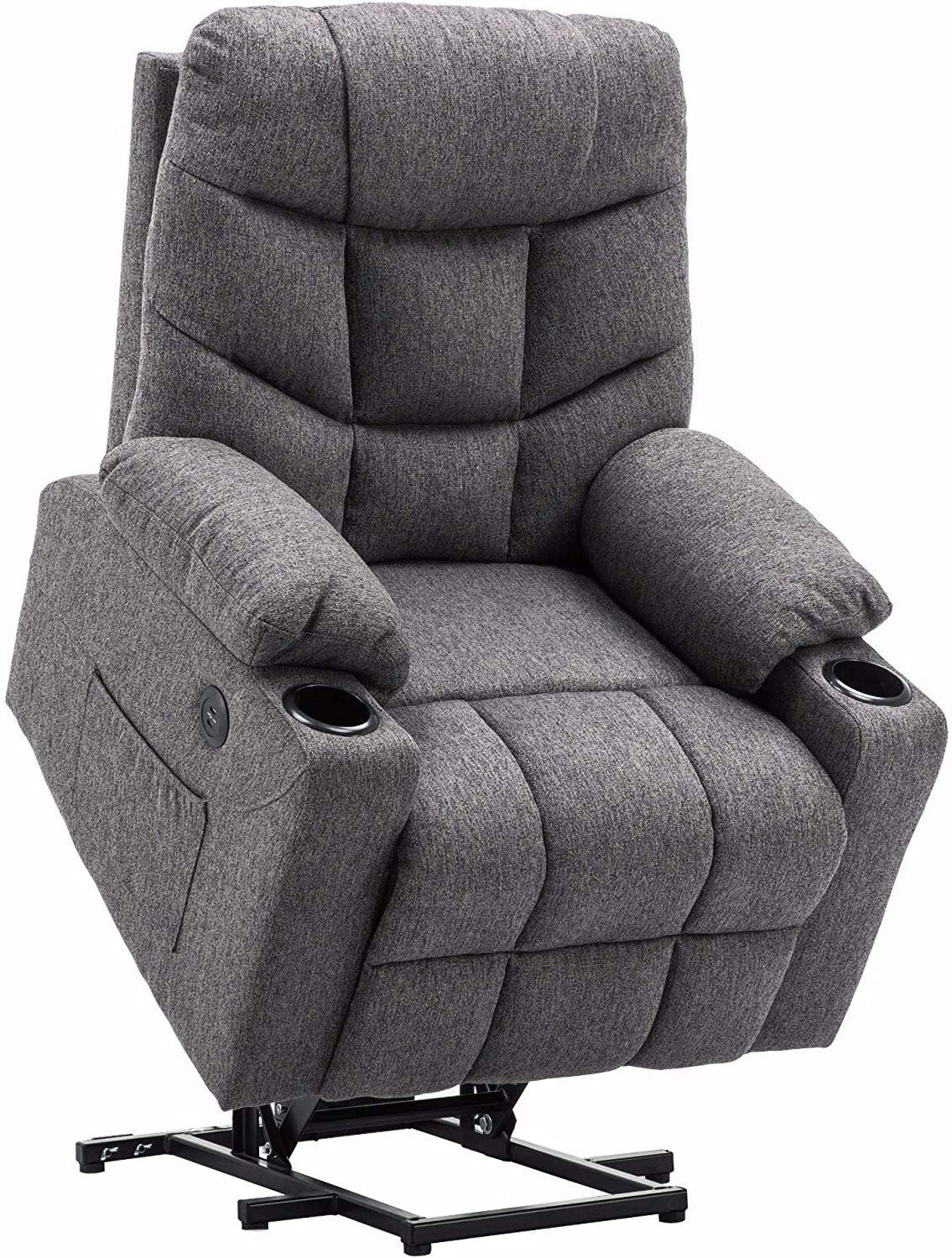 MCombo 7286DE - Poltrona relax elettrica con ingressi 2 USB, tessuto grigio scuro