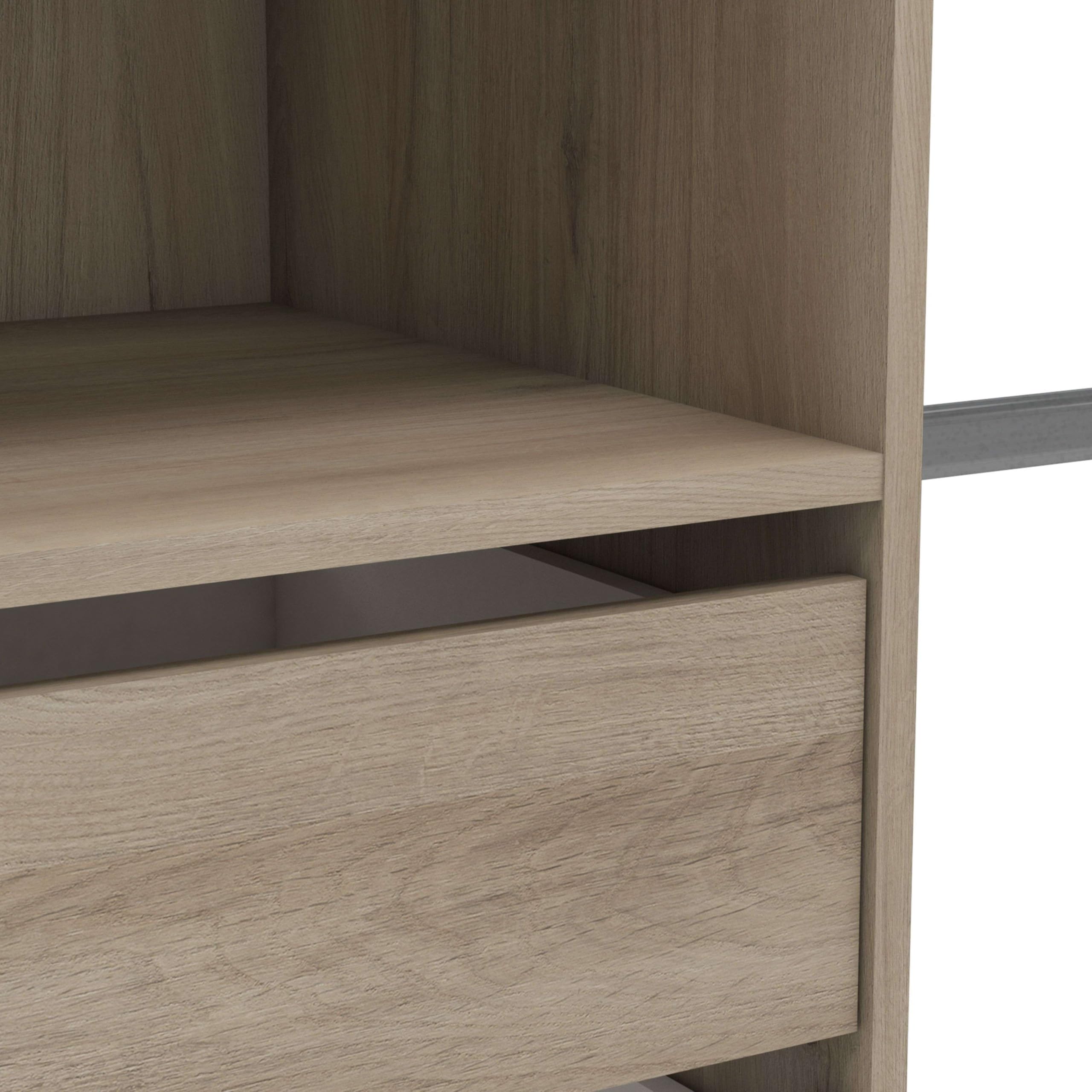 Grand Dressing En Bois Avec 2 Penderies, 2 Tiroirs et 5 Niches – Idéal Pour Chambre Adulte – Coloris Chêne Kronberg - 185 x 205 x 45 cm