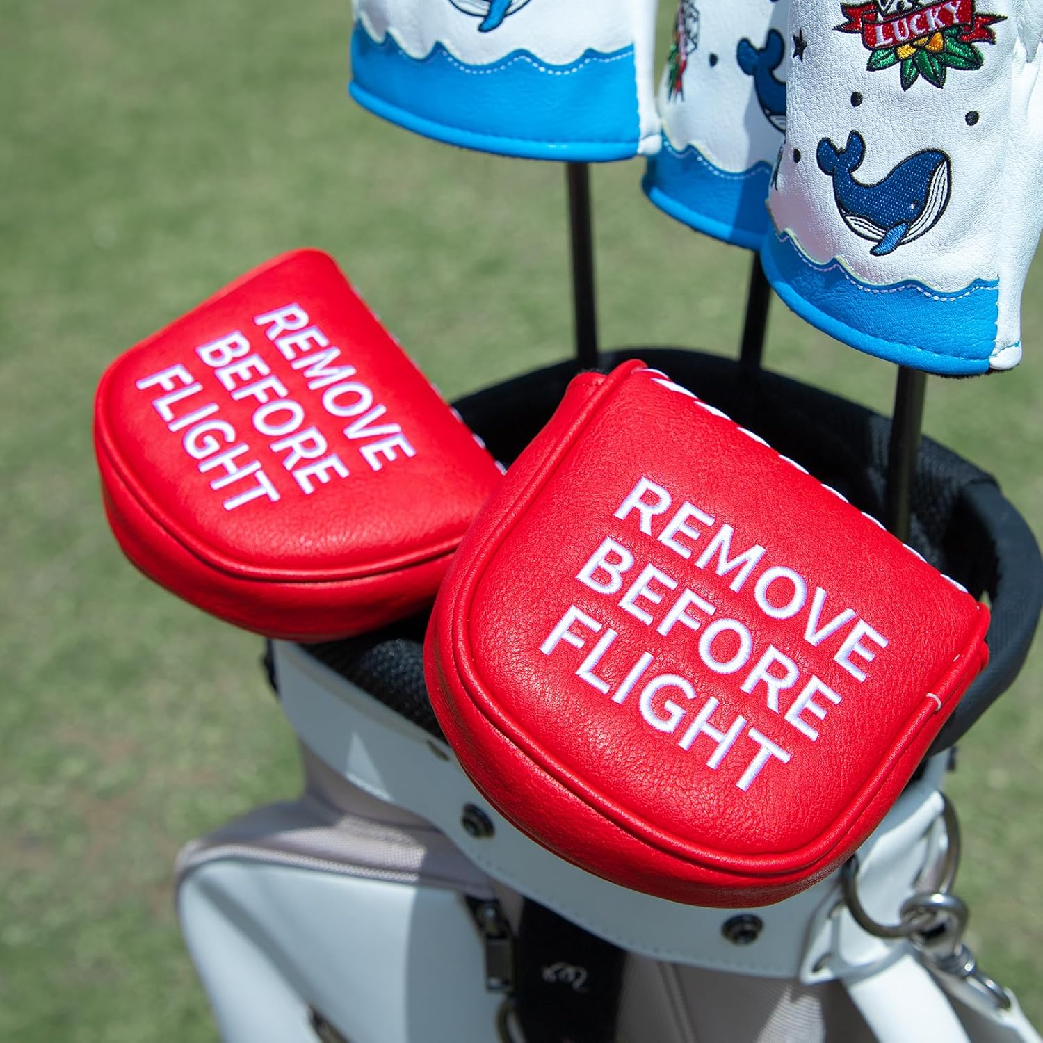 Golf Mallet Putter Cover Golf Headcover, Magnetic Closure Premium Leather Do Not 3Putt Golf Head Covers Fits Golf DF3 Putter Poker Ace Mallet Putter Headcover