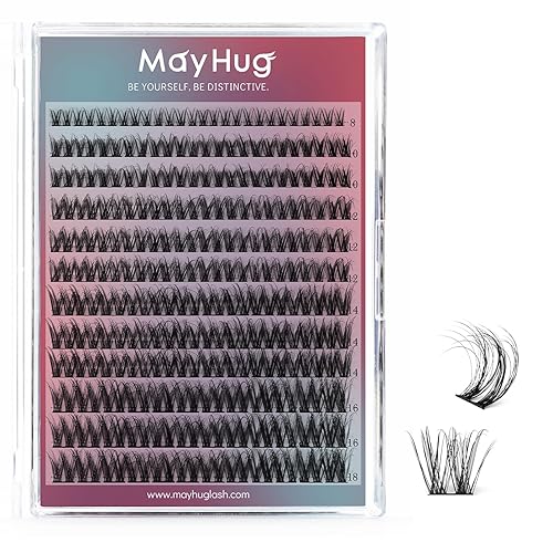 Pestañas en racimo, pestañas postizas de visón con volumen 3D, 144 pestañas naturales mezcladas de 0.315-0.709 in, extensiones de pestañas en racimo