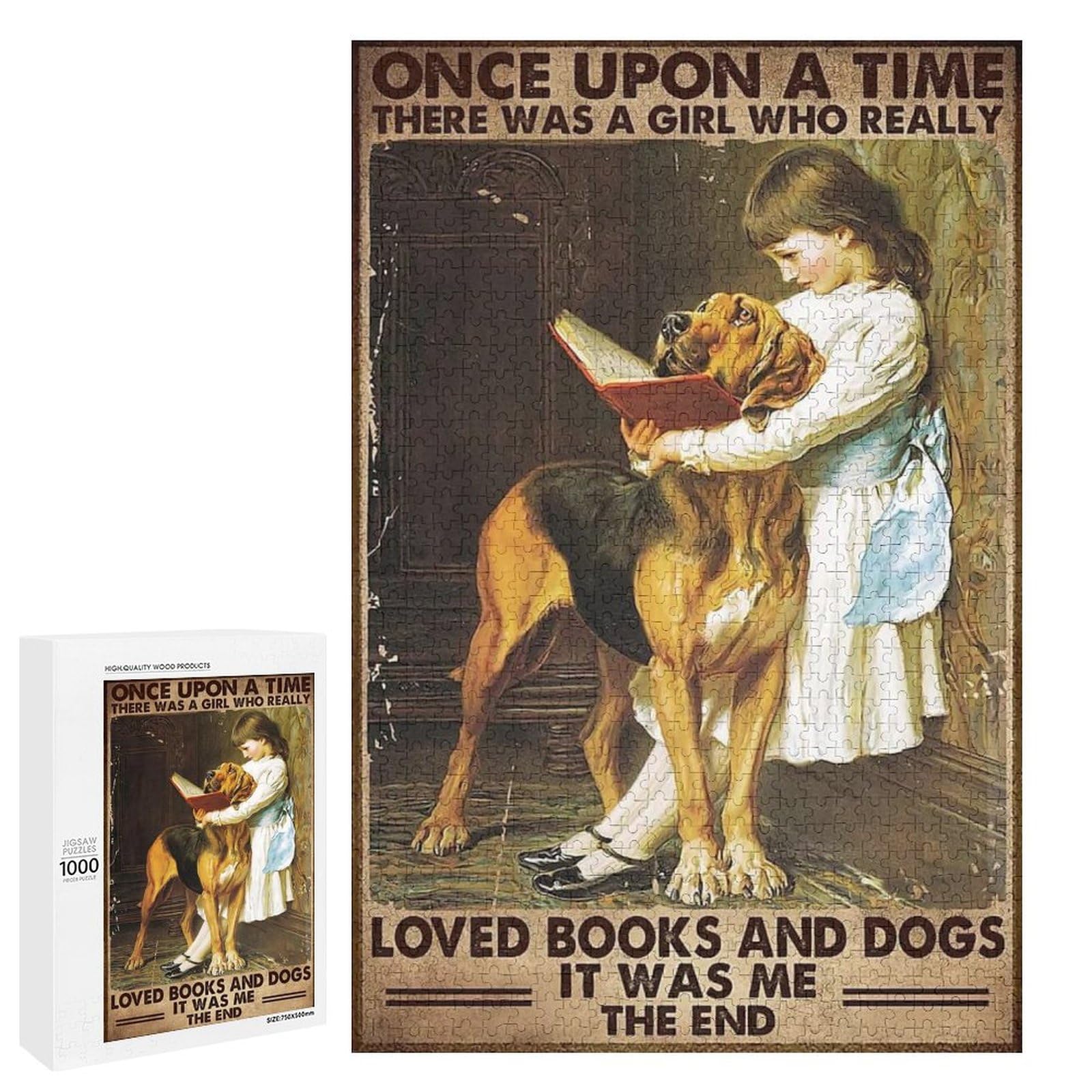 Jigsaw Puzzles for Adults Once Upon at time There was a Girl Vertical Poster 1000 Pieces Wooden Jigsaw Puzzle for Adults and Kids Educational Puzzle Decorations Gift, Style-3