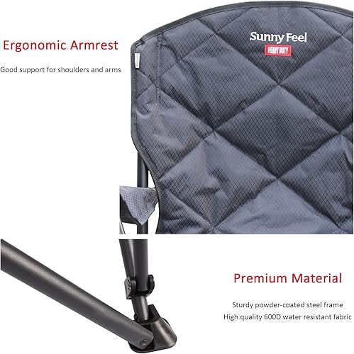 Miniatura 6 de SUNNYFEEL Silla de campamento XXL de gran tamaño, resistente de 800 libras, para personas grandes y altas de más de 6 pies 4 pulgadas, acolchada,