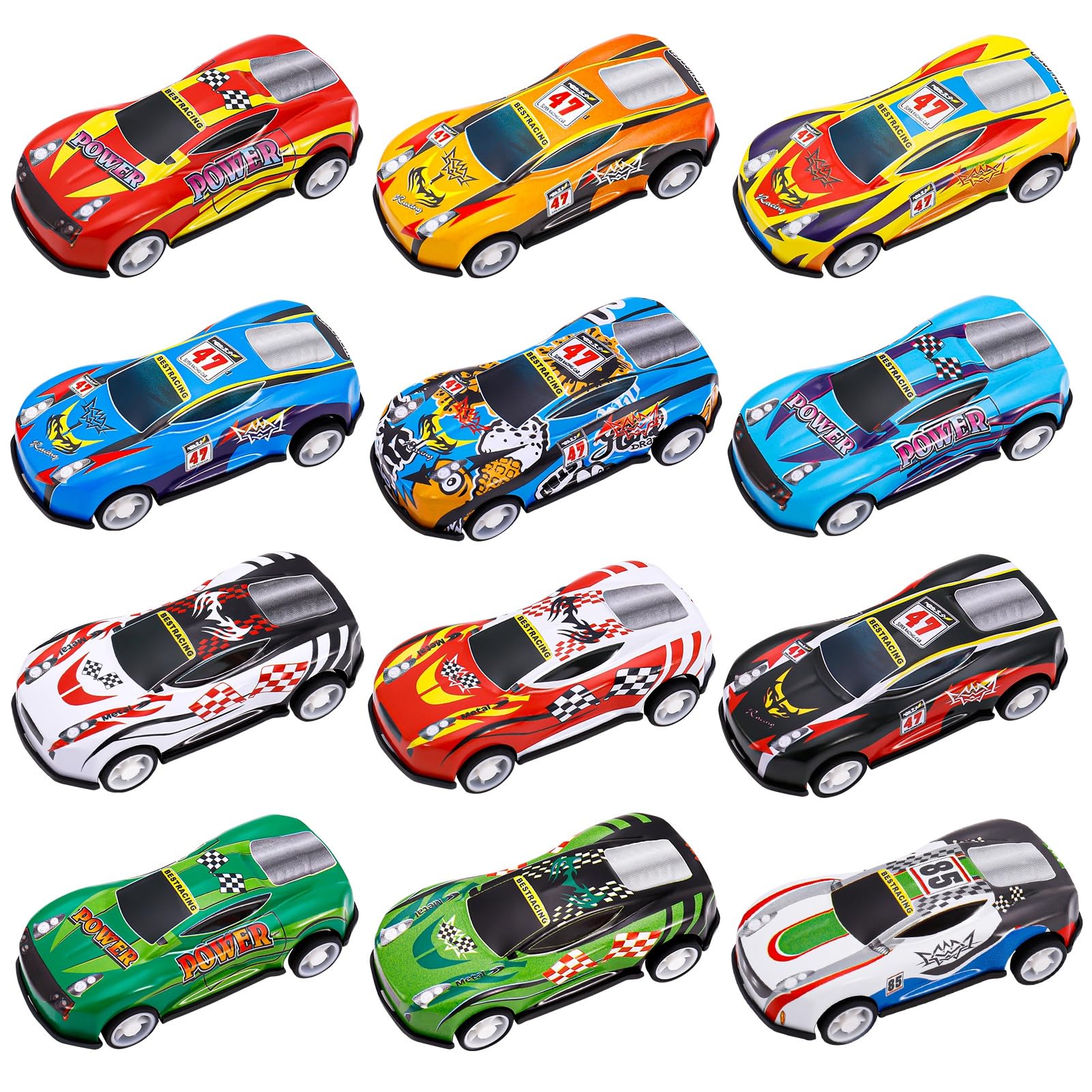 GSrenyu12 Pcs Mini Pull Back Cars Mini Push and Go Car Toy Set Kids Cars For Kids Birthday Party Bags